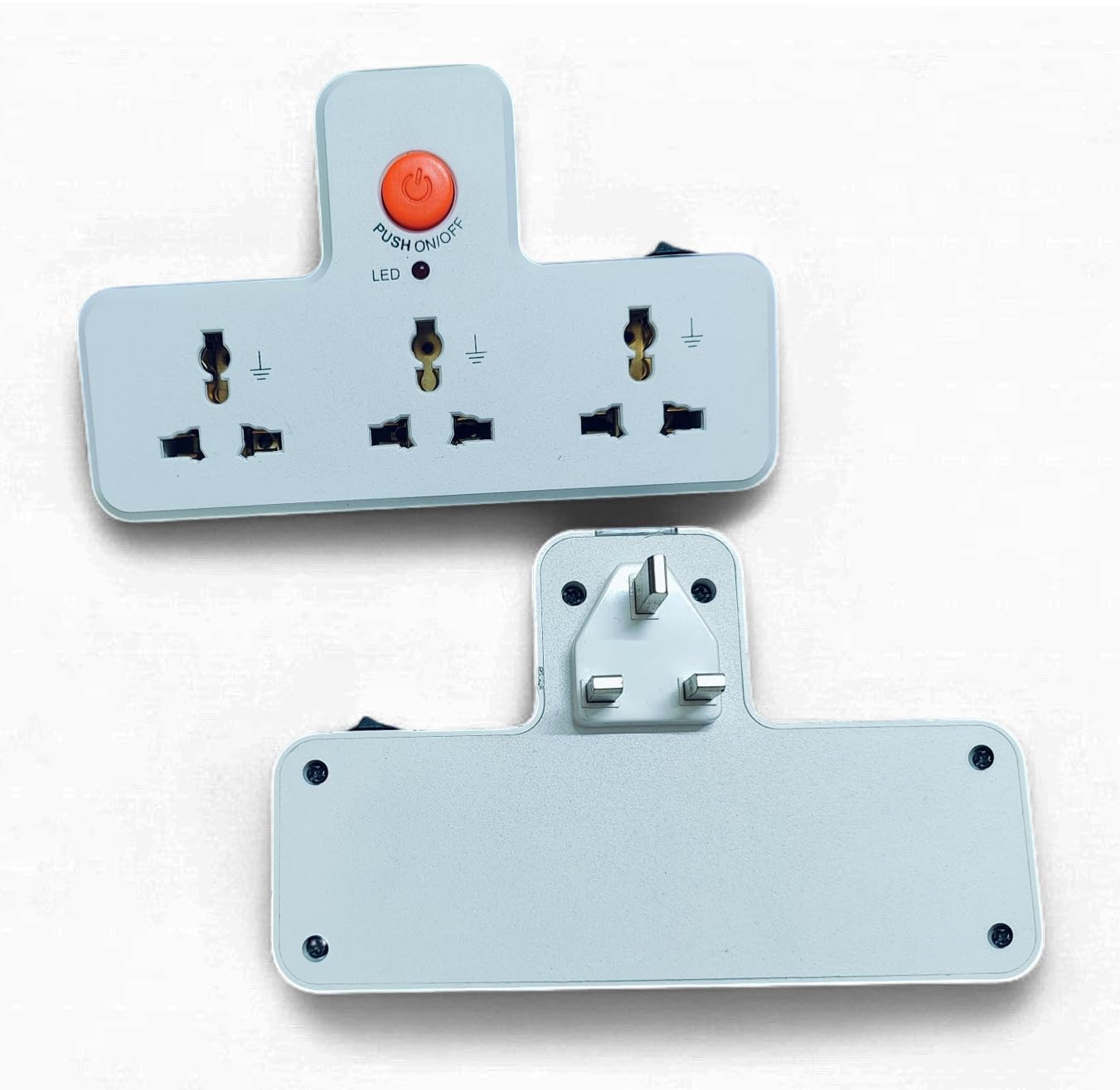 Catchex 3-Way UK Multi Plug Travel Adapter with LED Night Lamp, Universal Sockets, White 2