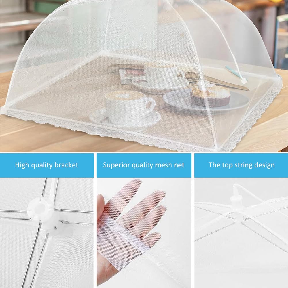 Bseack Voedselafdekking, netstofbescherming, 360 graden voorkomt insecten, set van 4 opvouwbare maaltijden, wasbaar, huishouden, levensmiddelen, tent voor restaurant, camping