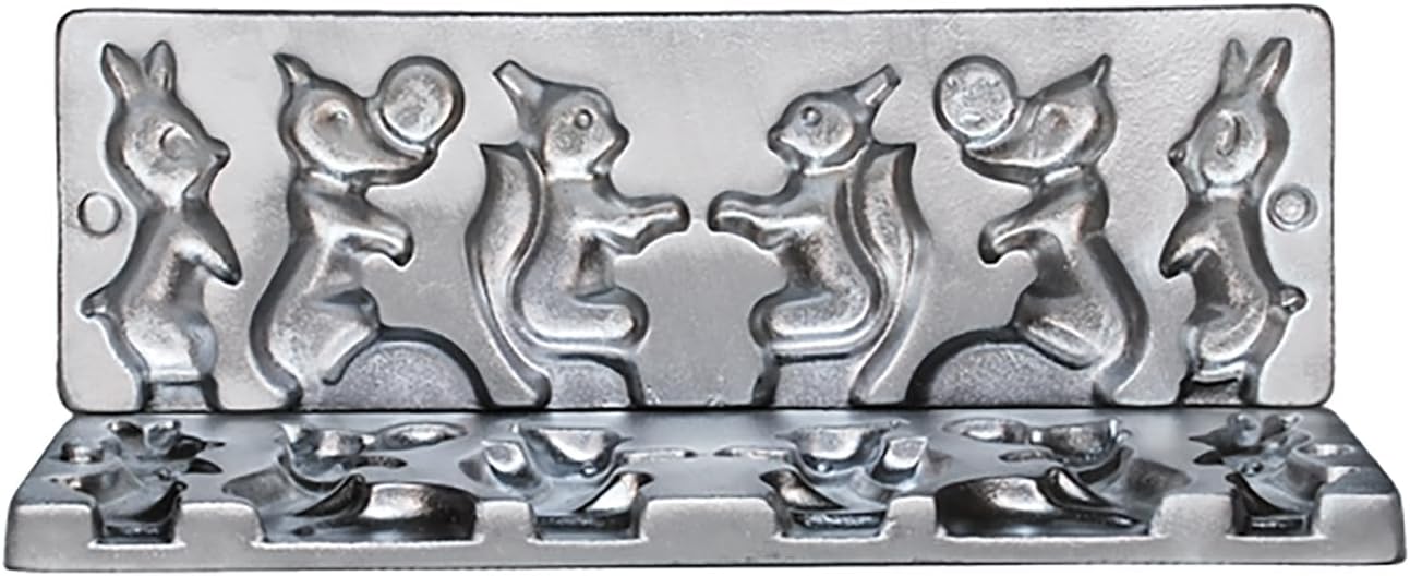 Cast Iron Candy Lollipop Mold Form with Kolobok, Fox, and Little Bunny Shapes Durable Metal Mould for Making Sweet Treats, Chocolates & Crafts