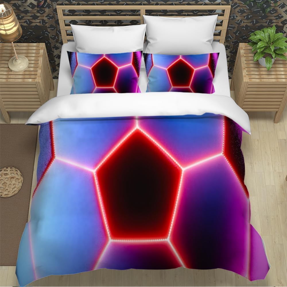 Komplet pościeli 220 x 240 cm, wzór plastra miodu, miękka pościel z mikrofibry, nadruk 3D, fajne geometryczne kształty, 3-częściowy poszwa na kołdrę z zamkiem błyskawicznym i 2 poszewki na poduszkę 80