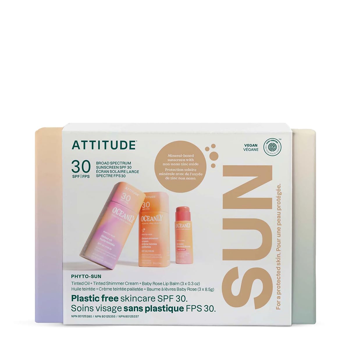 Attitude Oceanly Suncare Spf 30 Rutina De Cuidado De La Piel Set En Caja Verificado Por Ewg Sin Pl Stico Protecci N Uva/Uvb De Amplio Espectro Co-image