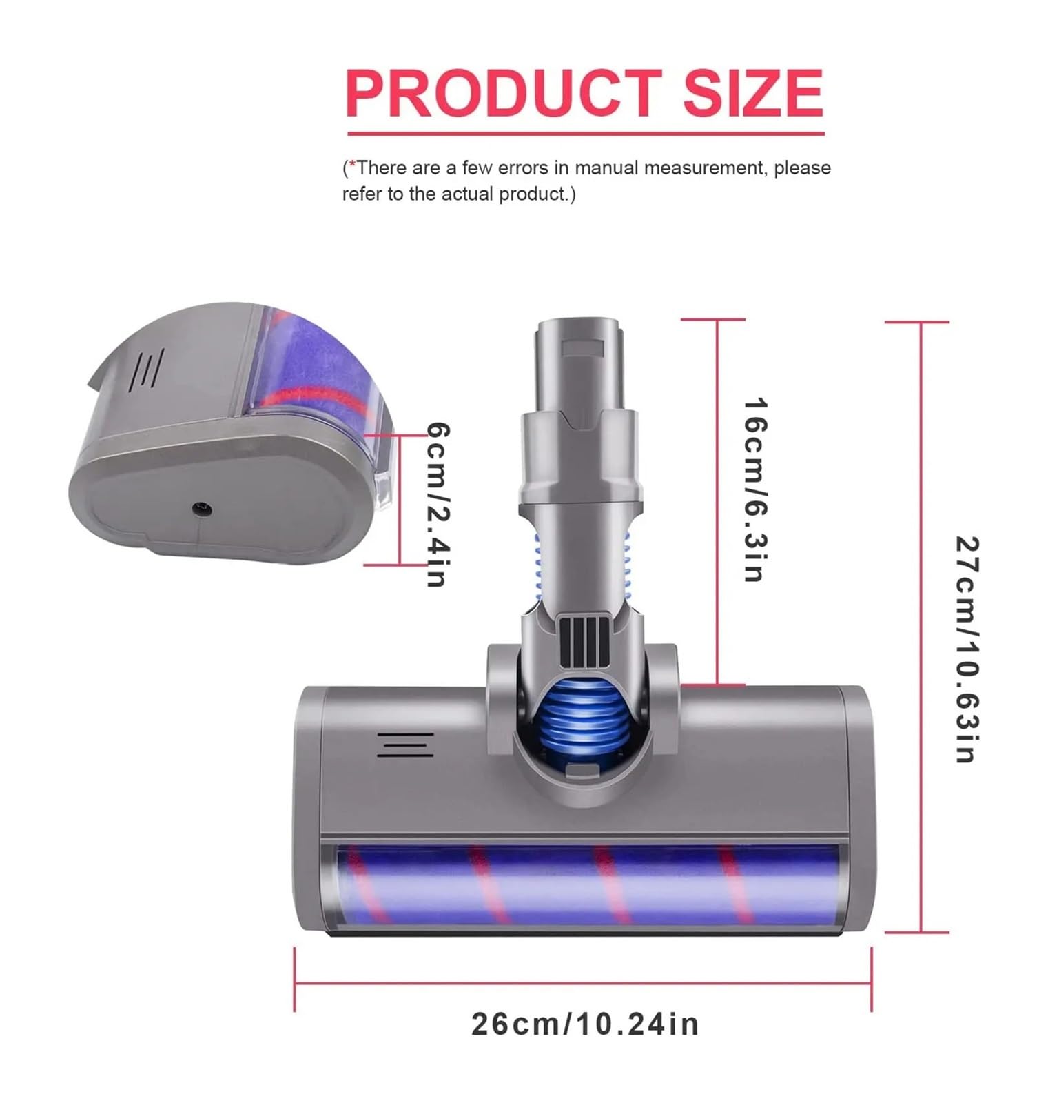 Cepillo De Suelo con Cabezal De Rodillo Y Barredora Suave For Aspiradora, Accesorio con Cabezal De Cepillo Motorizado, Compatible con Dyson V6, DC58, DC59, DC61 Y DC62.