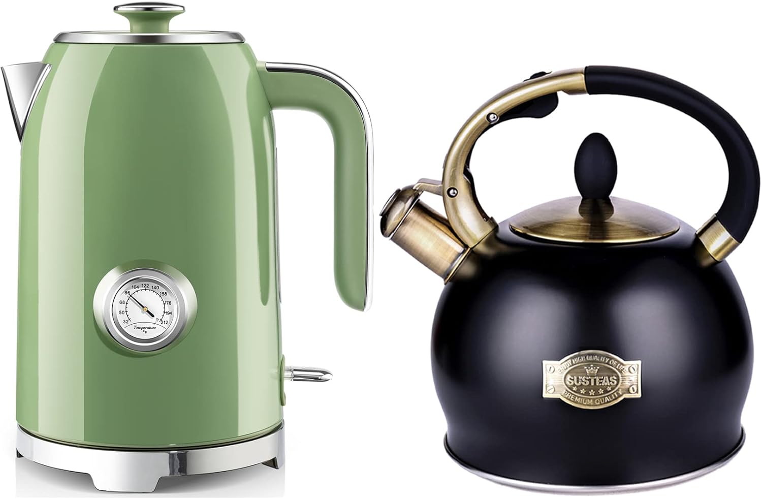 SUSTEAS 2.64 Quart Stove Top Whistling Tea Kettle and 57oz