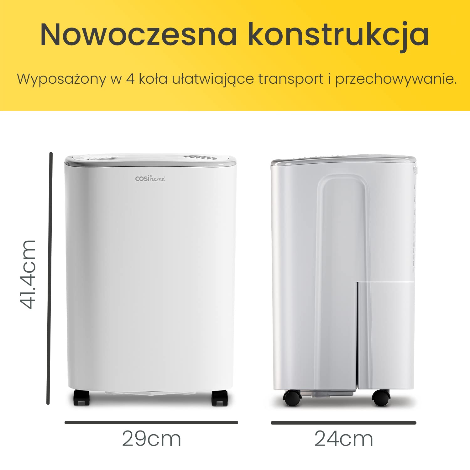 Osuszacz powietrza Cosi Home 12L/dobę - niskoenergetyczny osuszacz kompresorowy ze zbiornikiem na wodę o pojemności 2,5 l do usuwania wilgoci, pleśni i skroplin - do domu, kuchni, łazienki i biura