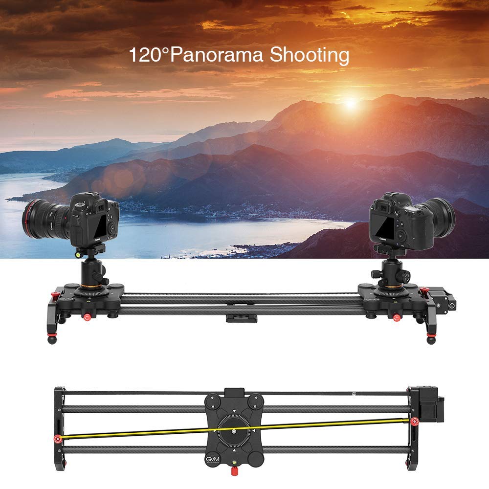 GVM Track Dolly Slider - Sistema di binari con acceleratore motorizzato e video "Follow Focus Shot", 120°, 80 cm