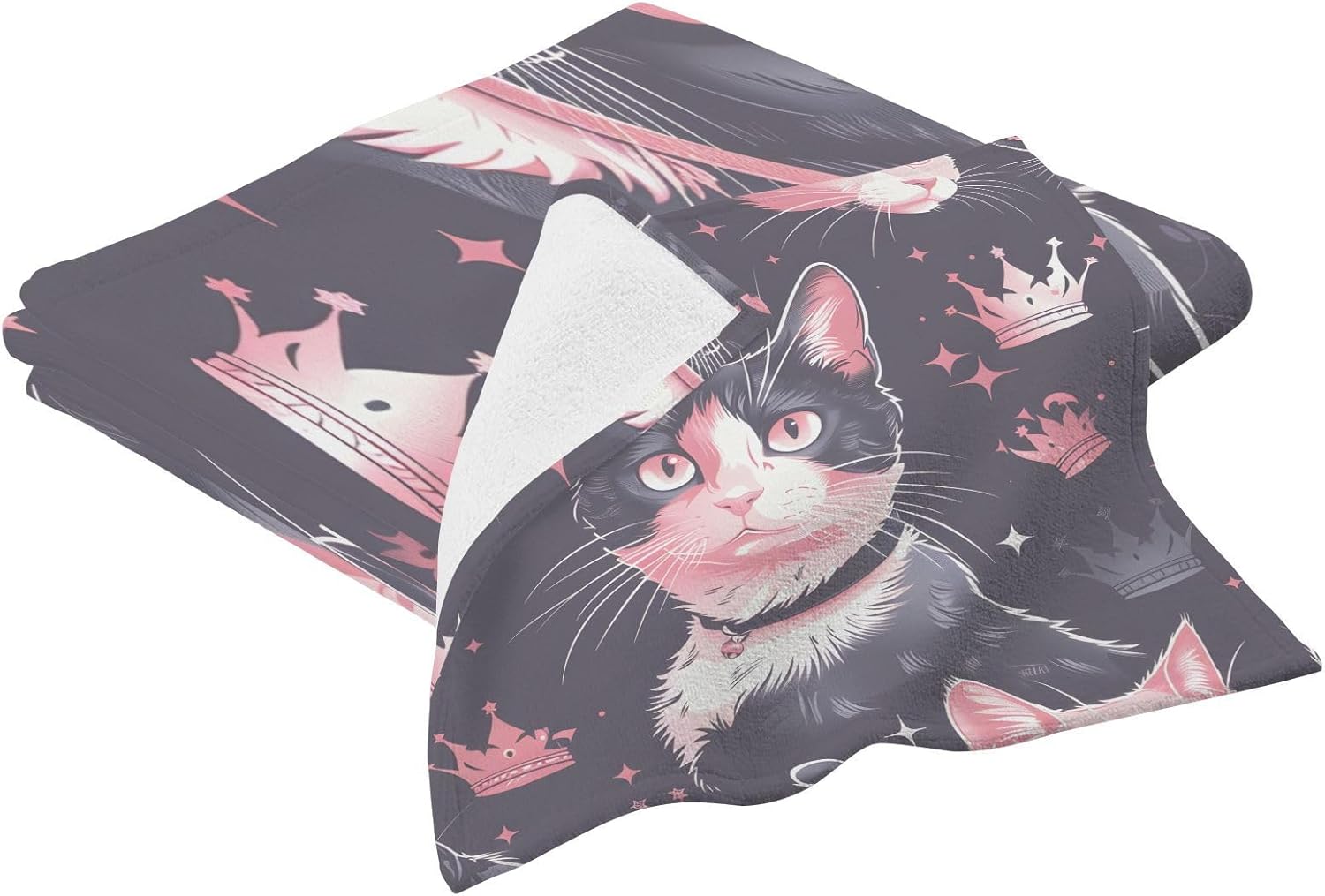 Hand Towels Premium Soft and Highly Absorbent Cat Crown 2 Pcs Towels for Bathroom Set 100% Cotton Decorative Face Towels