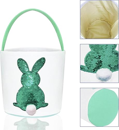 Miniatura 3 de Paquete de 2 canastas de Pascua para niños, cesta de conejo de Pascua para niños y niñas, canasta de Pascua de lona con asas, bolsas de regalo de