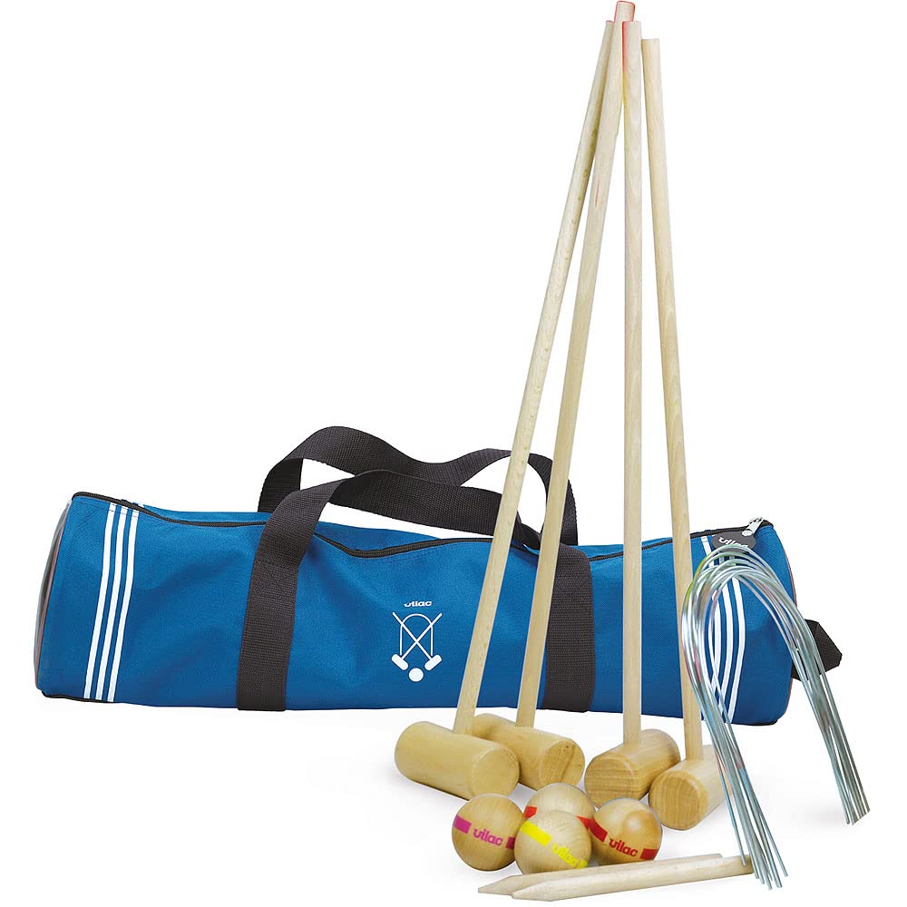Krocket-Spiel 2 Spieler Holz und Rot Outdoor-Spiel Kinder ab 5 Jahren | Bunte Schläger und Bögen -fördert Präzision und Koordination -ideal für Garten und draußen -eine besondere Geschenkidee