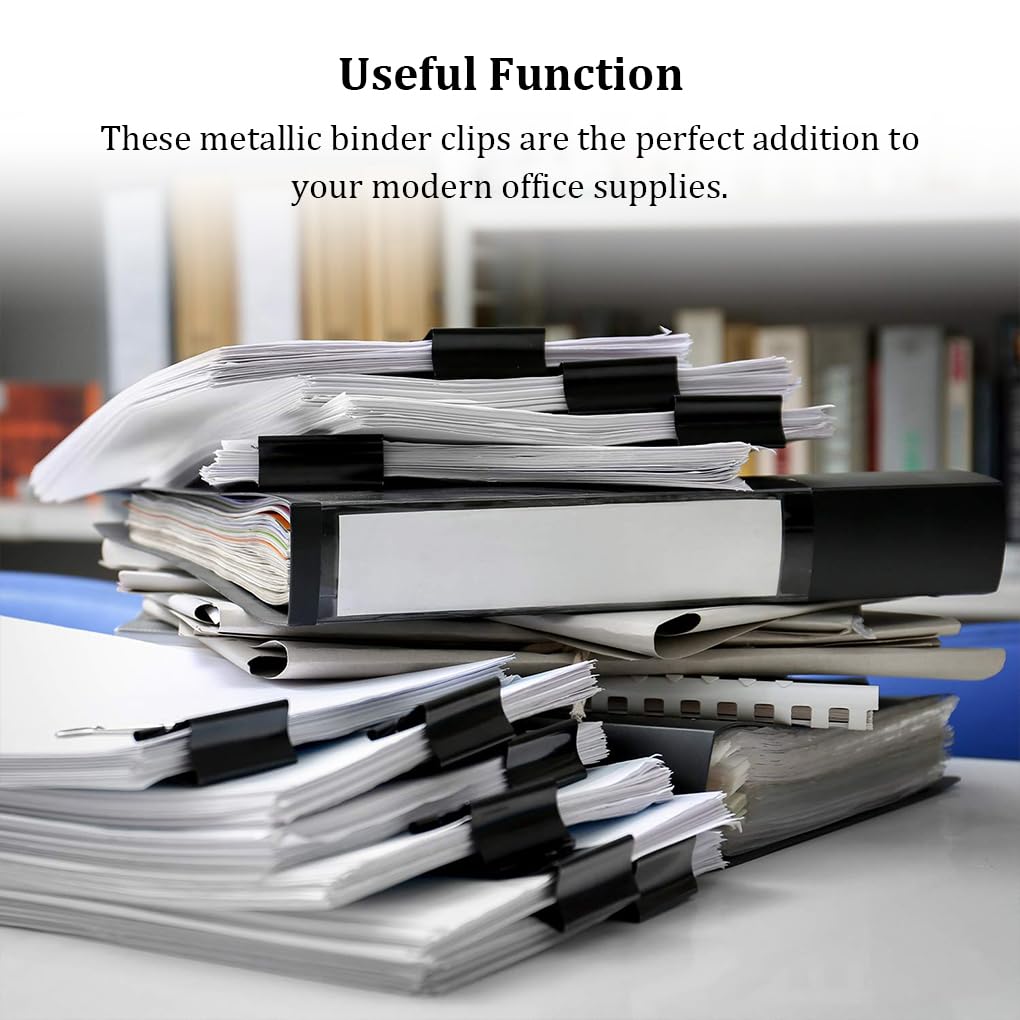 5 set da 150 clip per forniture per ufficio, resistenti all'usura, per rilegatura di documenti, in metallo, per documenti domestici, colore nero