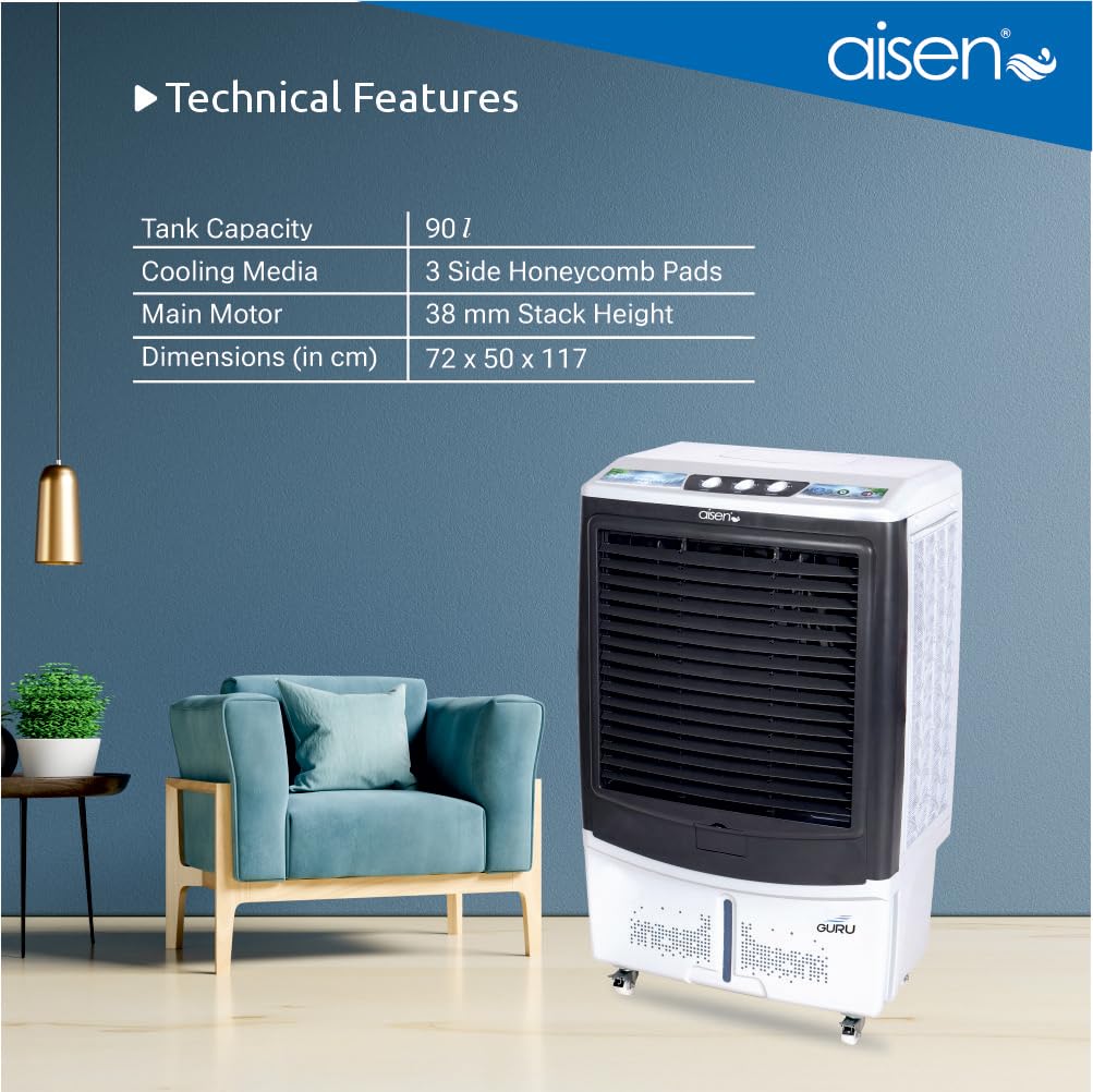 AISEN Guru Desert Cooler - 90L, Remote & Quiet -4