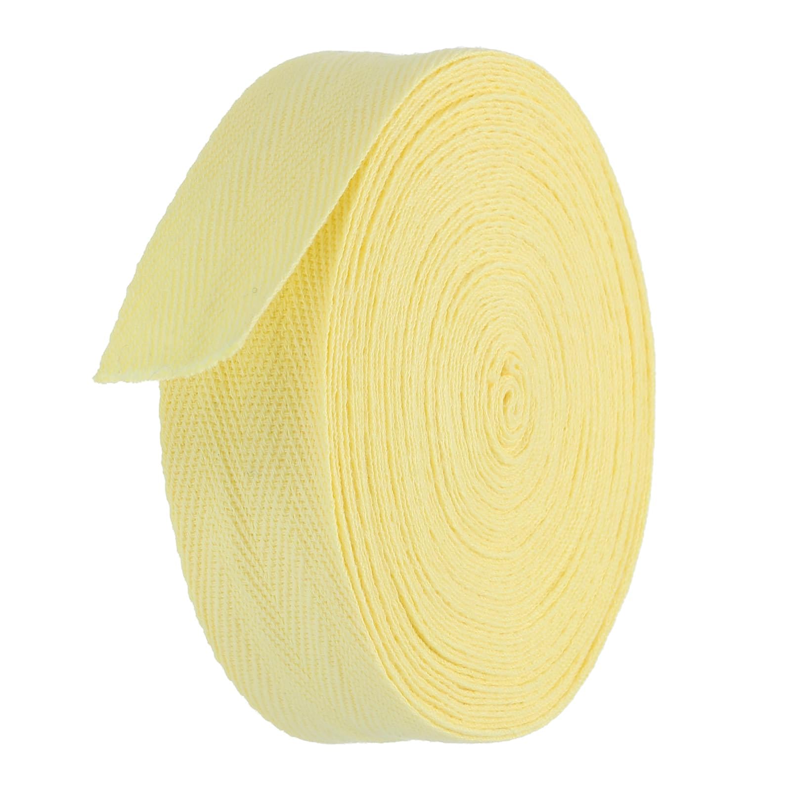 TA-VIGOR Cotton Twill Tape 30mm x 10 Yards Herringbone Webbing Light Yellow — image 1