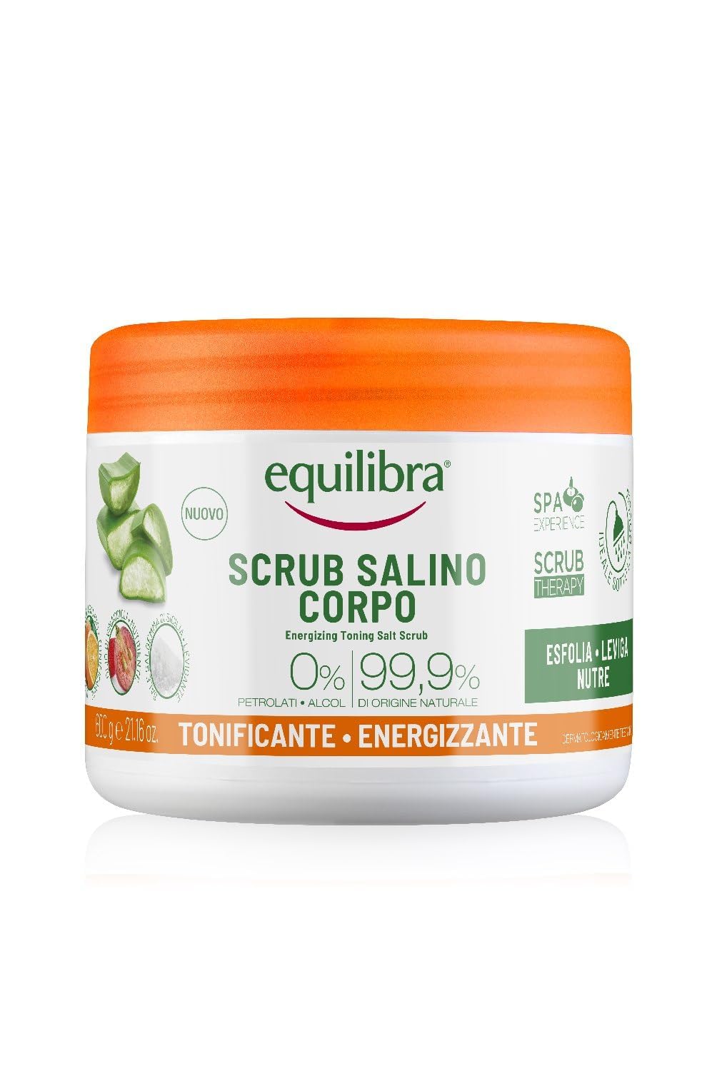 Equilibra Scrub Salino Corpo Tonificante Energizzante,600g, Esfolia e Nutre