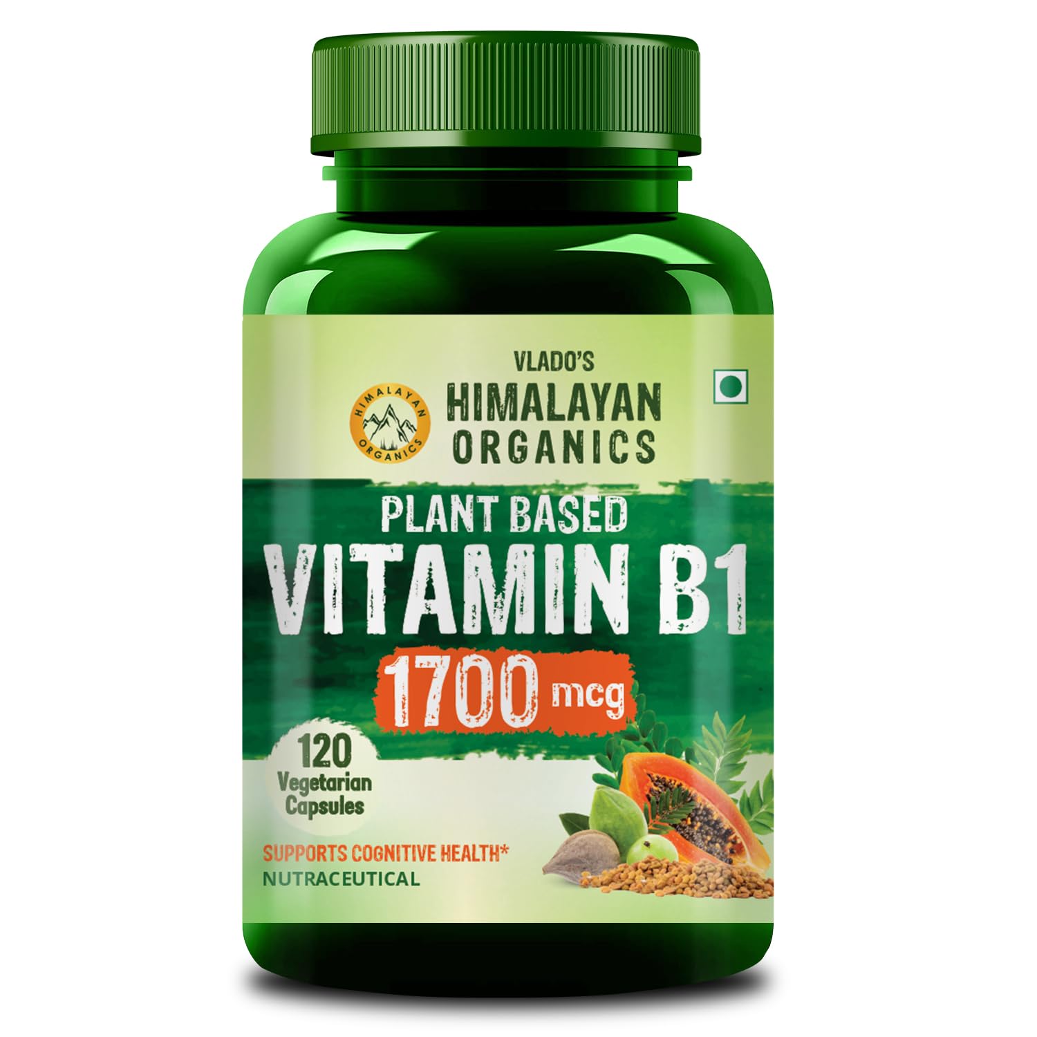 Vlado's Himalayan Organics Plant-Based Vitamin B1 1700Mg Supplement For Men and Women| Rich in Antioxidants | Supports Memory And Energy (120 Capsules)