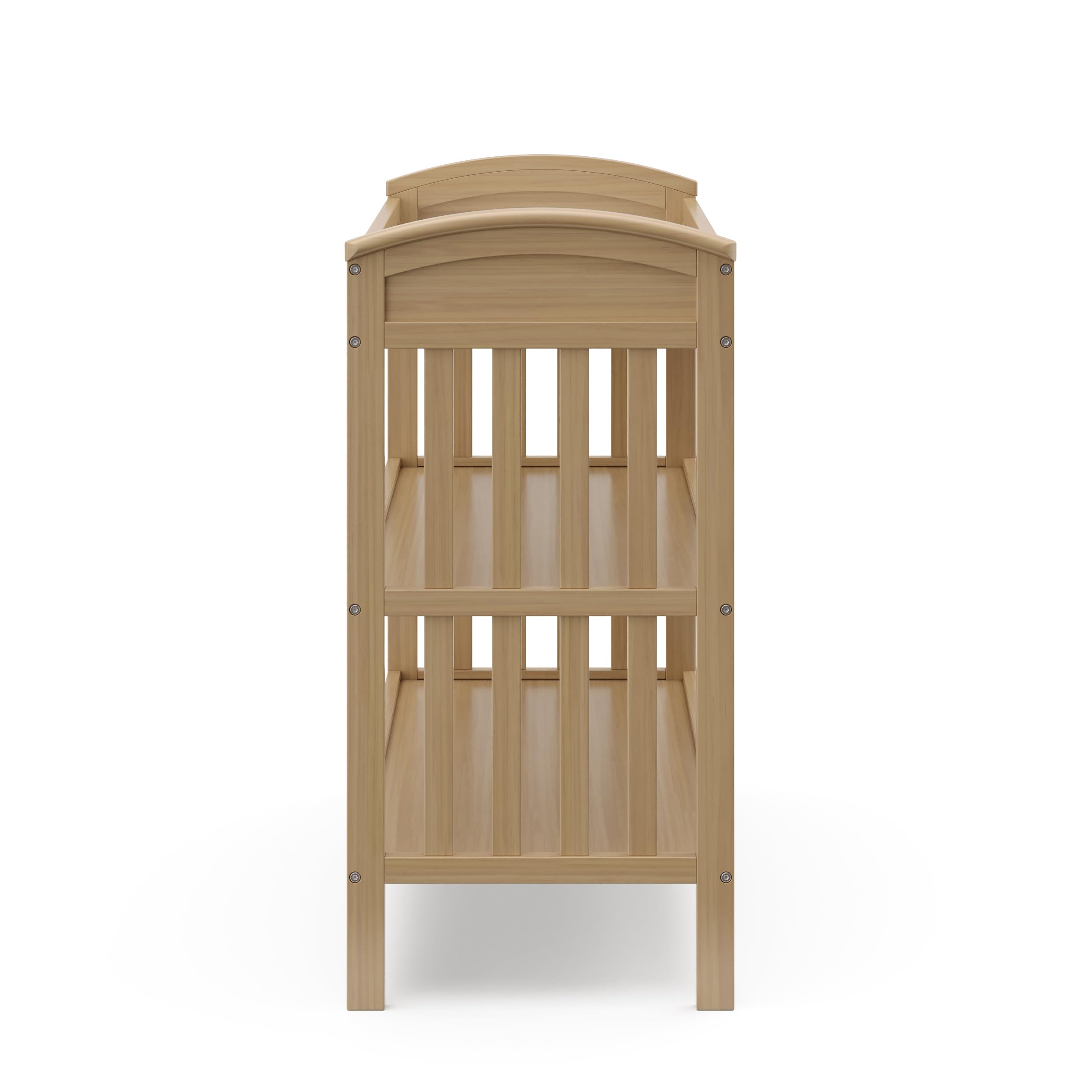 Graco Benton - Fasciatoio con fasciatoio impermeabile (legno driftwood), certificato Greenguard Gold, include fasciatoio con cinghia di sicurezza, 2 ripiani aperti per organizzare