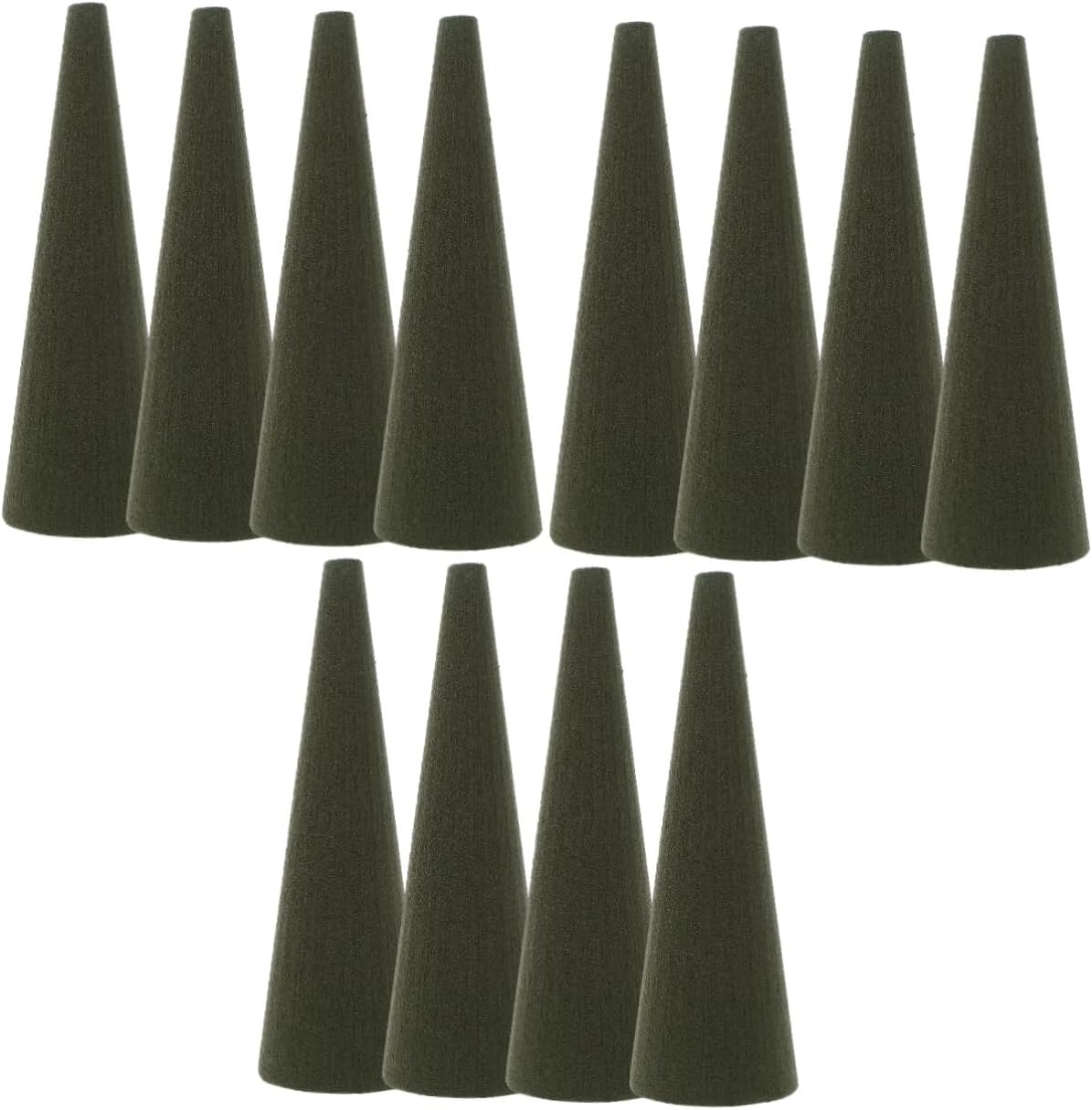 TEHAUX 4pcs Foam Cone for Crafts - Green Flower Blocks for Floral Arrangements - Christmas Tree Decoration High Absorption Floral for Crafts Artificial Flowers 9.5 Inch x 2.95 Inch
