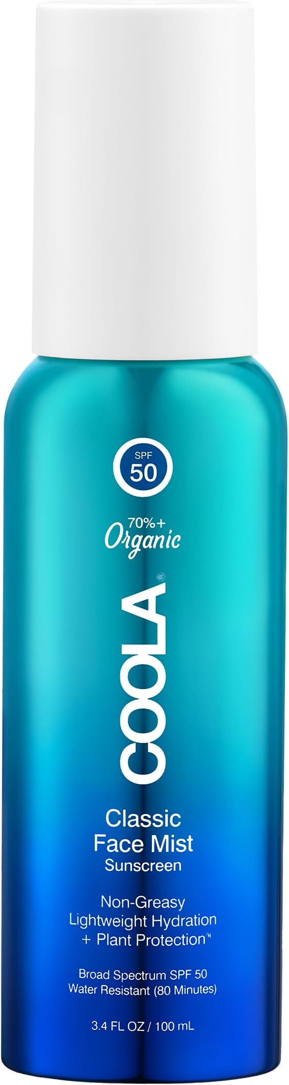 Organic Sunscreen SPF 50 Sunblock Face Mist, Dermatologist Tested Skin Care for Daily Protection, Vegan and Gluten Free, Natural Fragrance, 3.4 Fl Oz