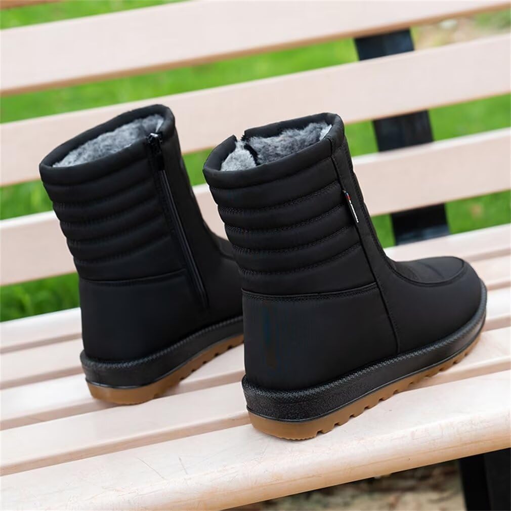 GSLMOLN Women's Winter Snow Boots Lightweight Round Toe Warm Faux Fur Lined Non Slip Mid-Calf Booties