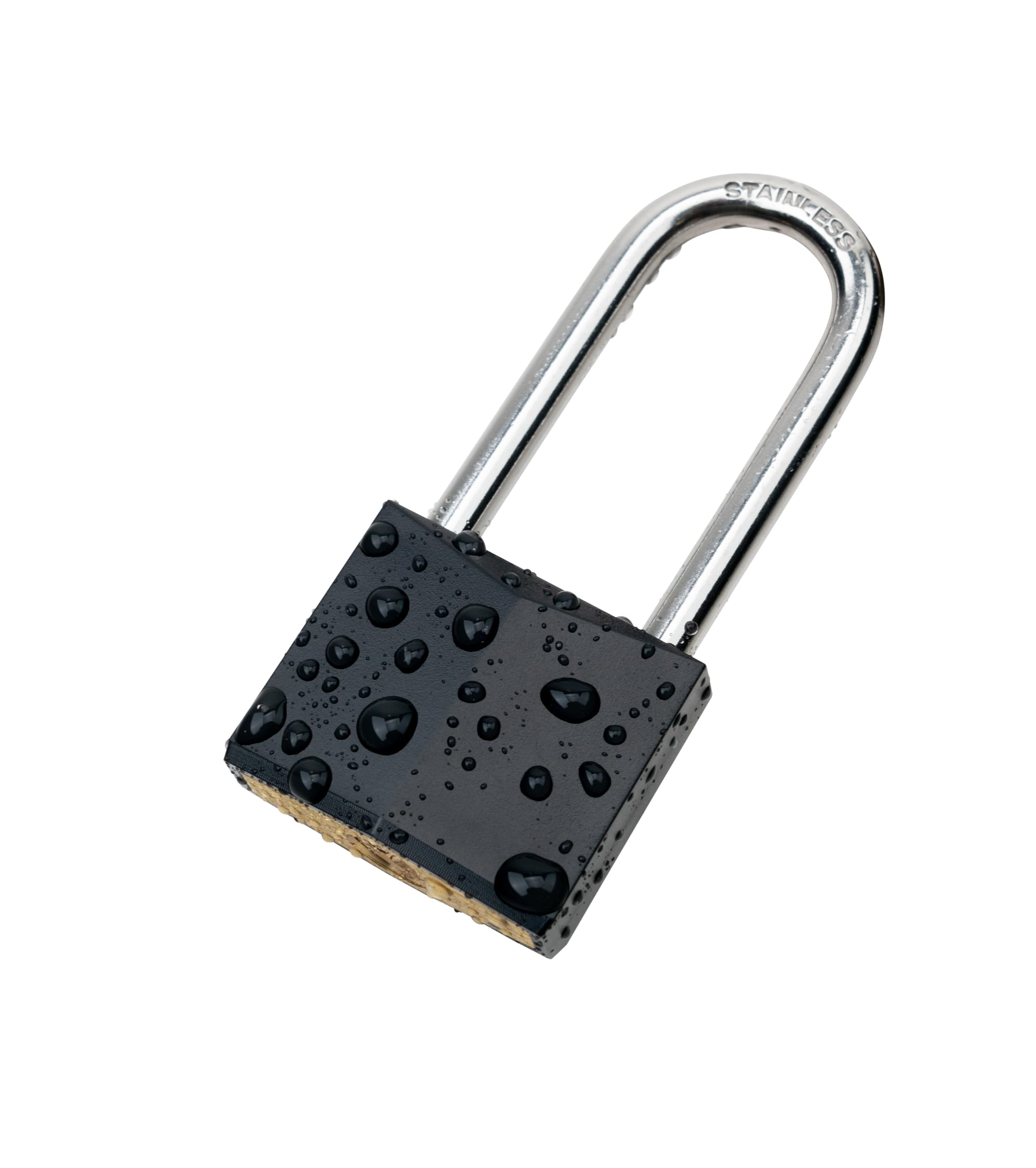 12er-Pack gleichschließende Schlösser, schwarz überzogenes Messing-Vorhängeschloss mit langem Edelstahlbügel, 4,8 cm Schlosskörper, rostfreie Schlösser für Tor, Zaun, Haspe, Schrank