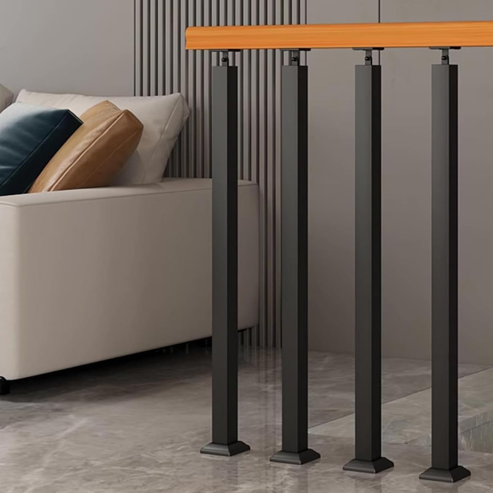 Rampe d escalier reglable noire design metallique elegant pour terrasses