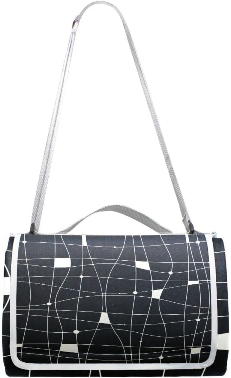 レジャーシート レジャーマット 厚手 アルミ 折り畳み 防水 コンパクト 大判 黒い ブラック 幾何学 花見 キャンプ 軽量 ピクニ