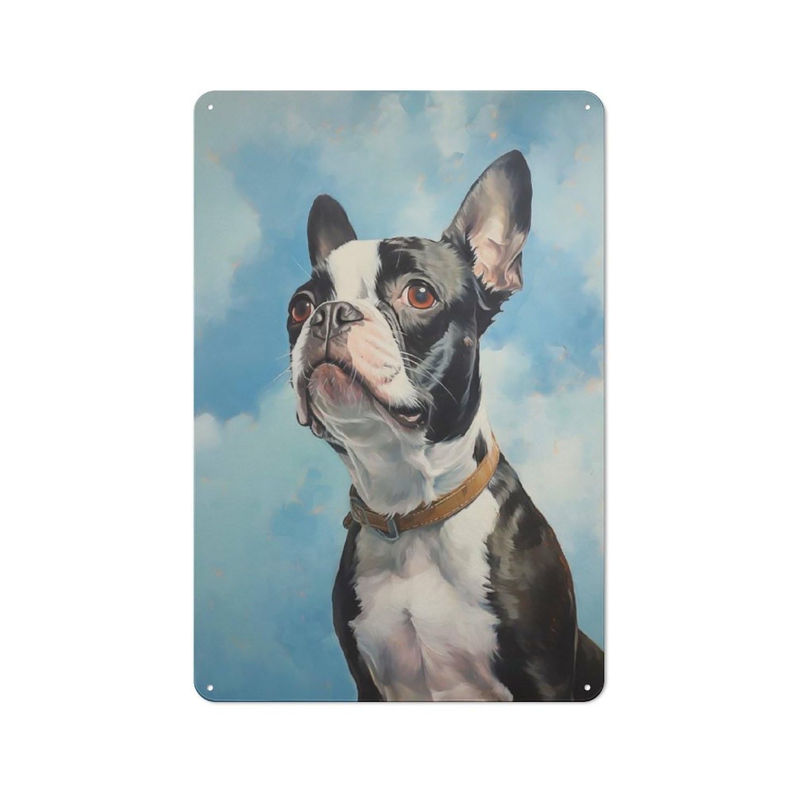 Junmoney Style-9 Boston Terrier Retro-Style Tin Wall Plaque 30X20cm For Café Or Home Bar, For Themed Interiors In Cafés And Home Bars