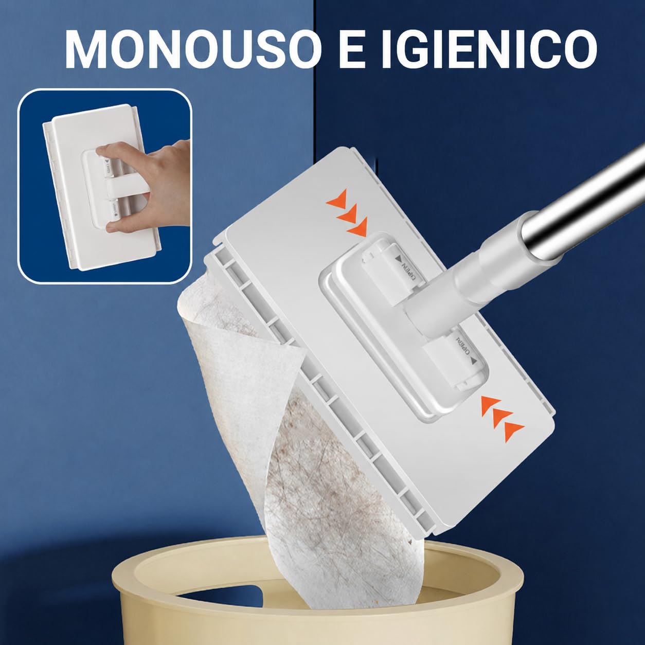 SWEEPI Mop per Pulizia Universale, Morsetto Rapido, 4 Panni Lavabili (2)