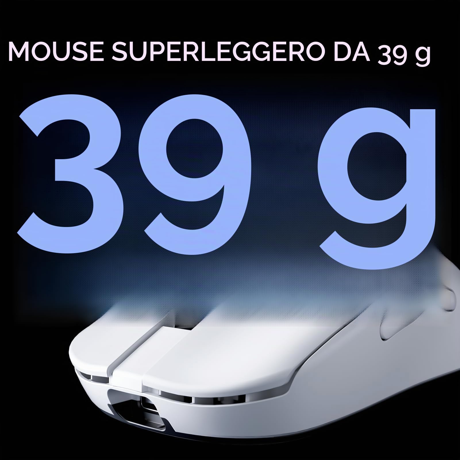 FOXMM x MCHOSE L7 Pro Mouse Superlight 39 g, Sensore 26.000 DPI, 6 DPI Regolabili, Frequenza di Polling 8K Hz con Ricevitore 8K Ultra-Rapido, Mouse da Gioco Wireless/Wired BT/2.4 G, Batteria 200 ore