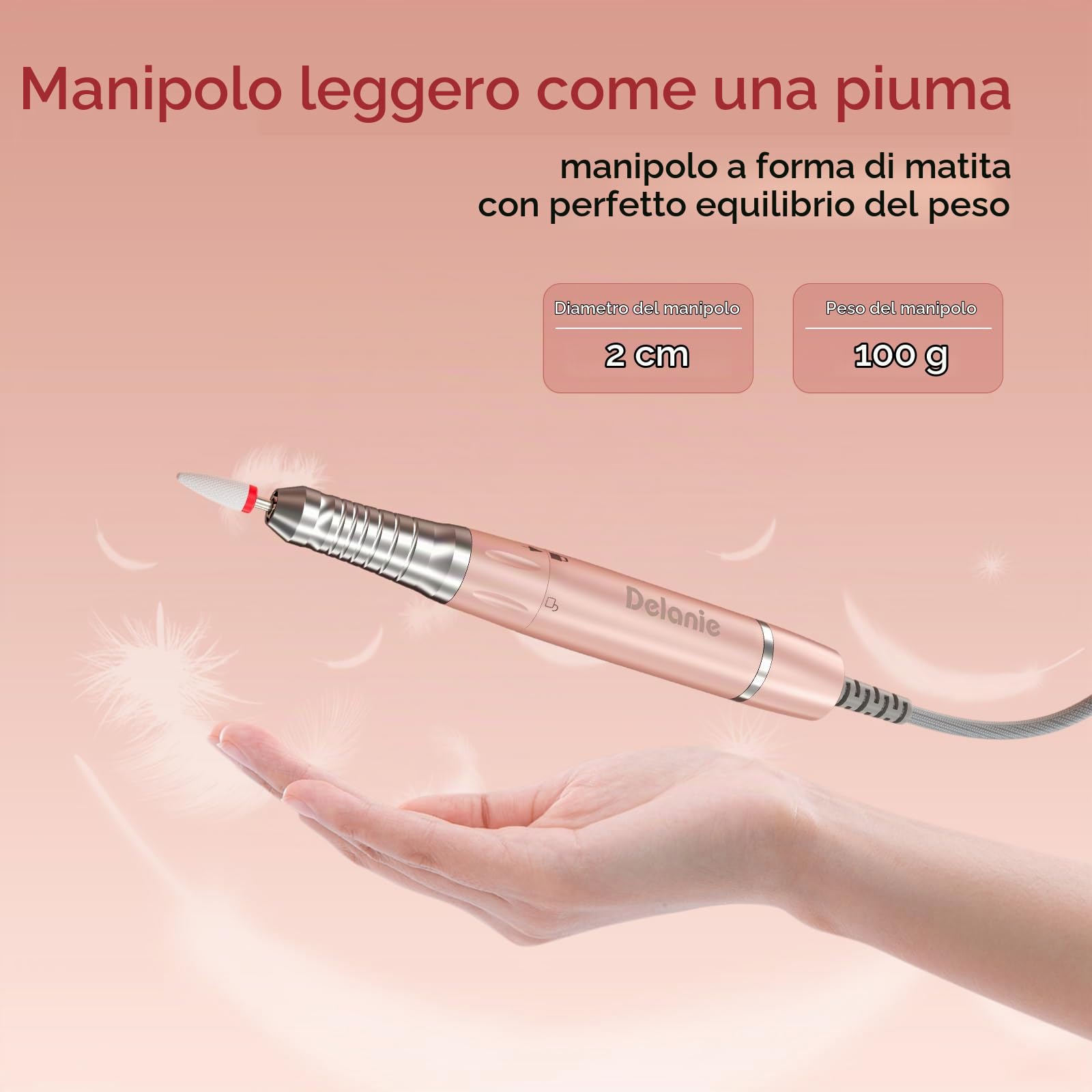 Delanie Levigatrice Professionale 35000 RPM Senza Fili con Motore Senza Spazzole, Levigatrice Elettrica Portatile con Base per Pausa Intelligente, Perfetta per il Soggiorno/Casa