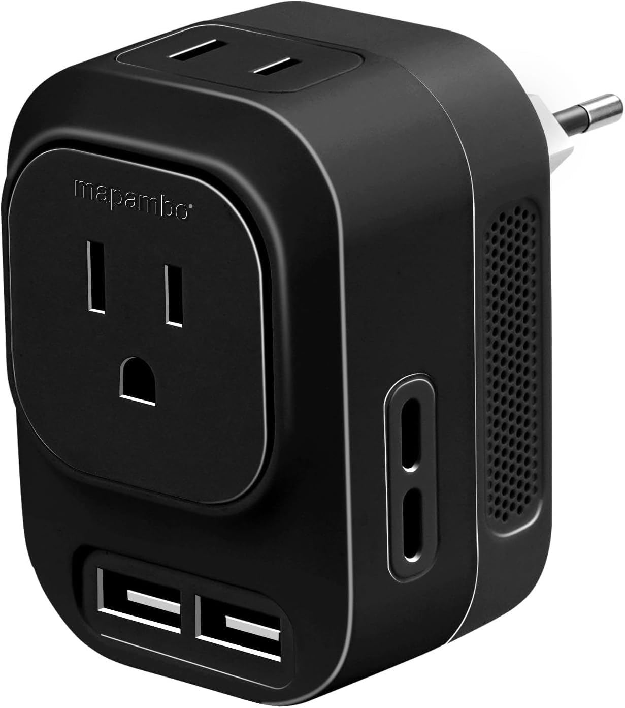 220V to 110V Voltage Converter US to Europe with 2 USB Port 2 USB C Fast Charging, Converter for European Travel Power Converter Adapter Combo for Germany France Italy Spain (Black)