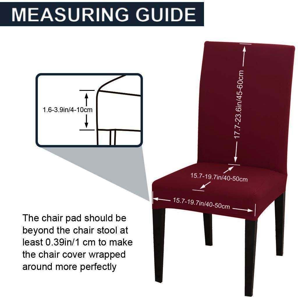 BRIDA Stretchable Elastic Floral Printed Dining Chair Slipcover Set of 6 (Plain Maroon, Standard, Polyester & Spandex) 3