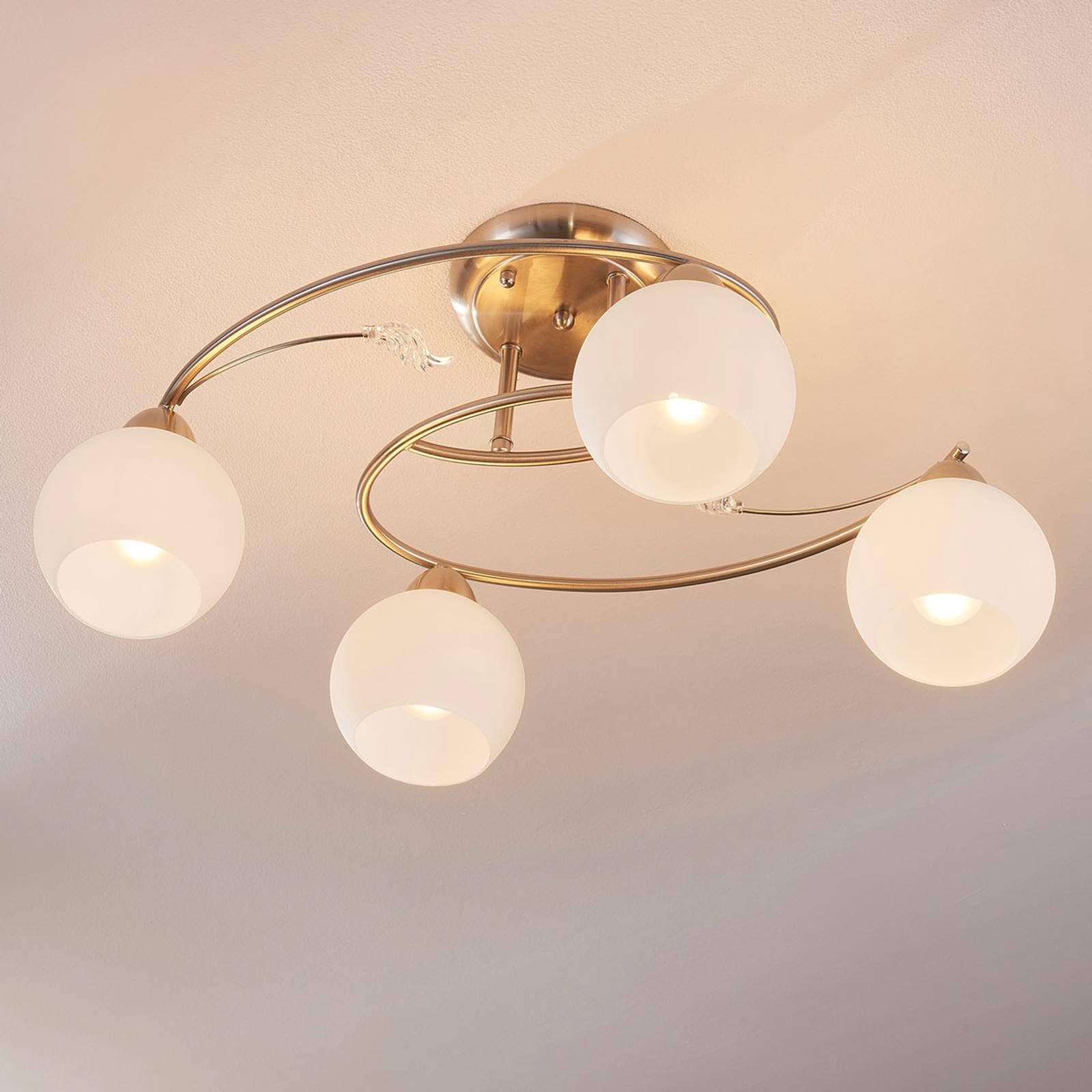 Lindby Plafonnier Svean à intensité variable (Moderne) en Gris Verre e. a. pour Salon & Salle manger (à 4 lampes, E14) Luminaire Lampe Plafond Eclerage Eclairage Interieur