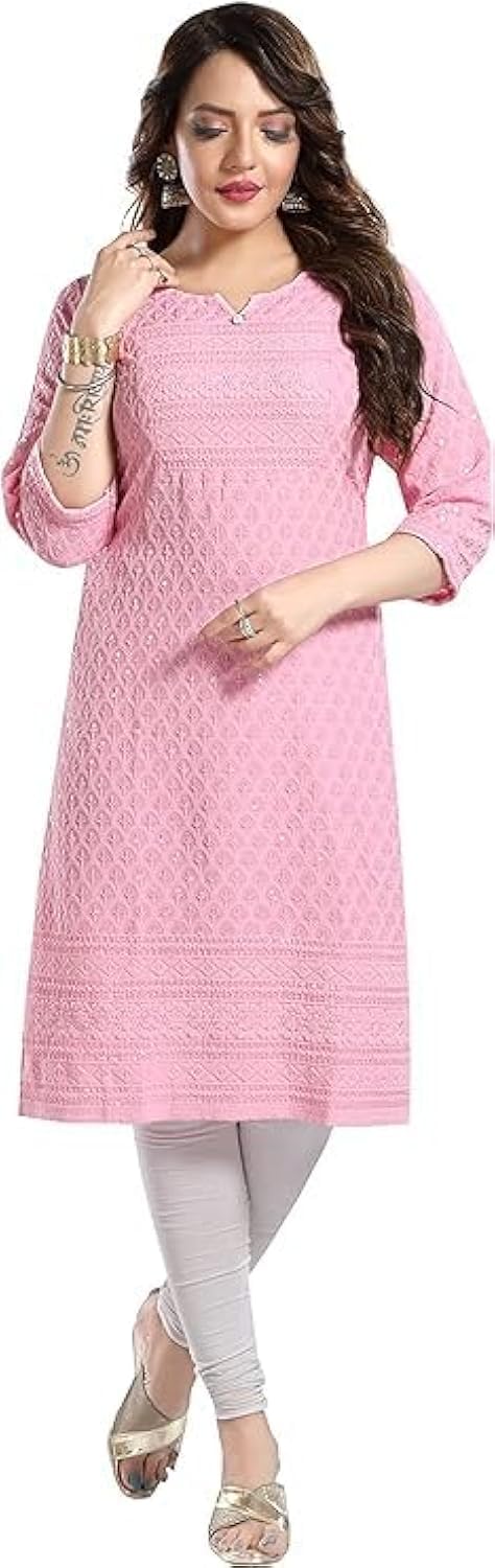 Chikankari Kurta for Women Rayon Embroidered Kurti