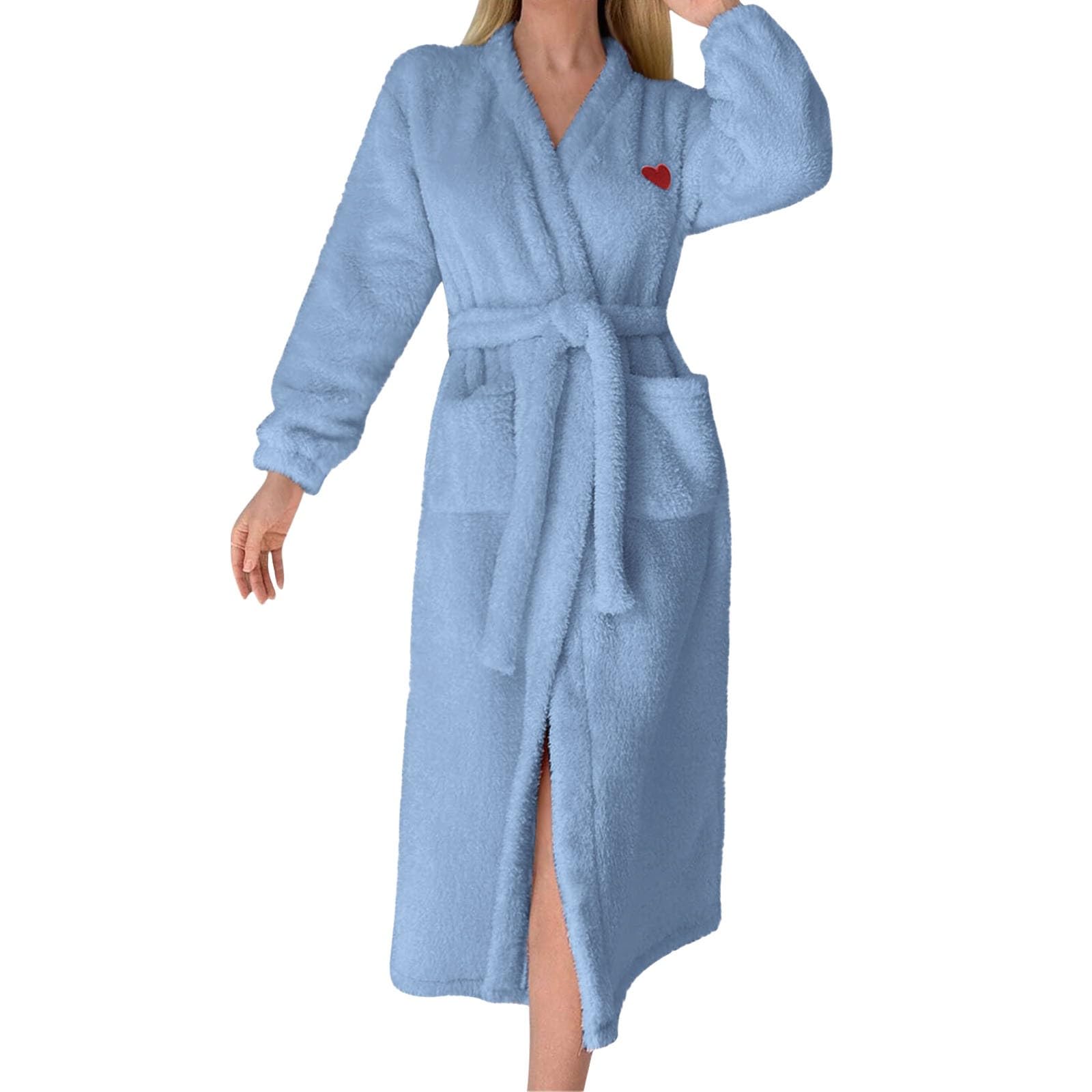 Peignoir long et moelleux pour femme - Peignoir de sauna en tissu éponge