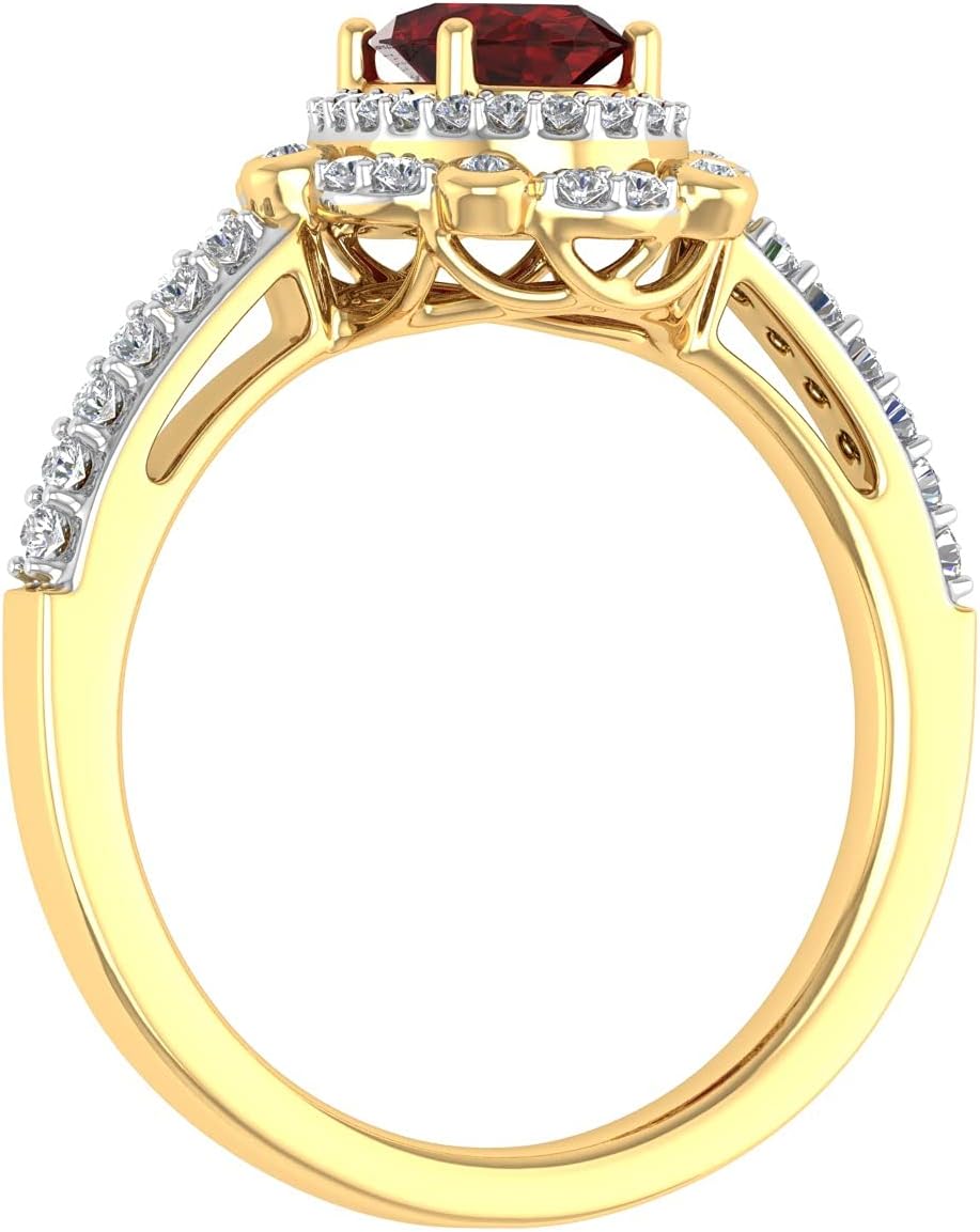 1 1/4 Carat Oval Shape Ruby and Round Diamond Engagement Ring in 10K Gold