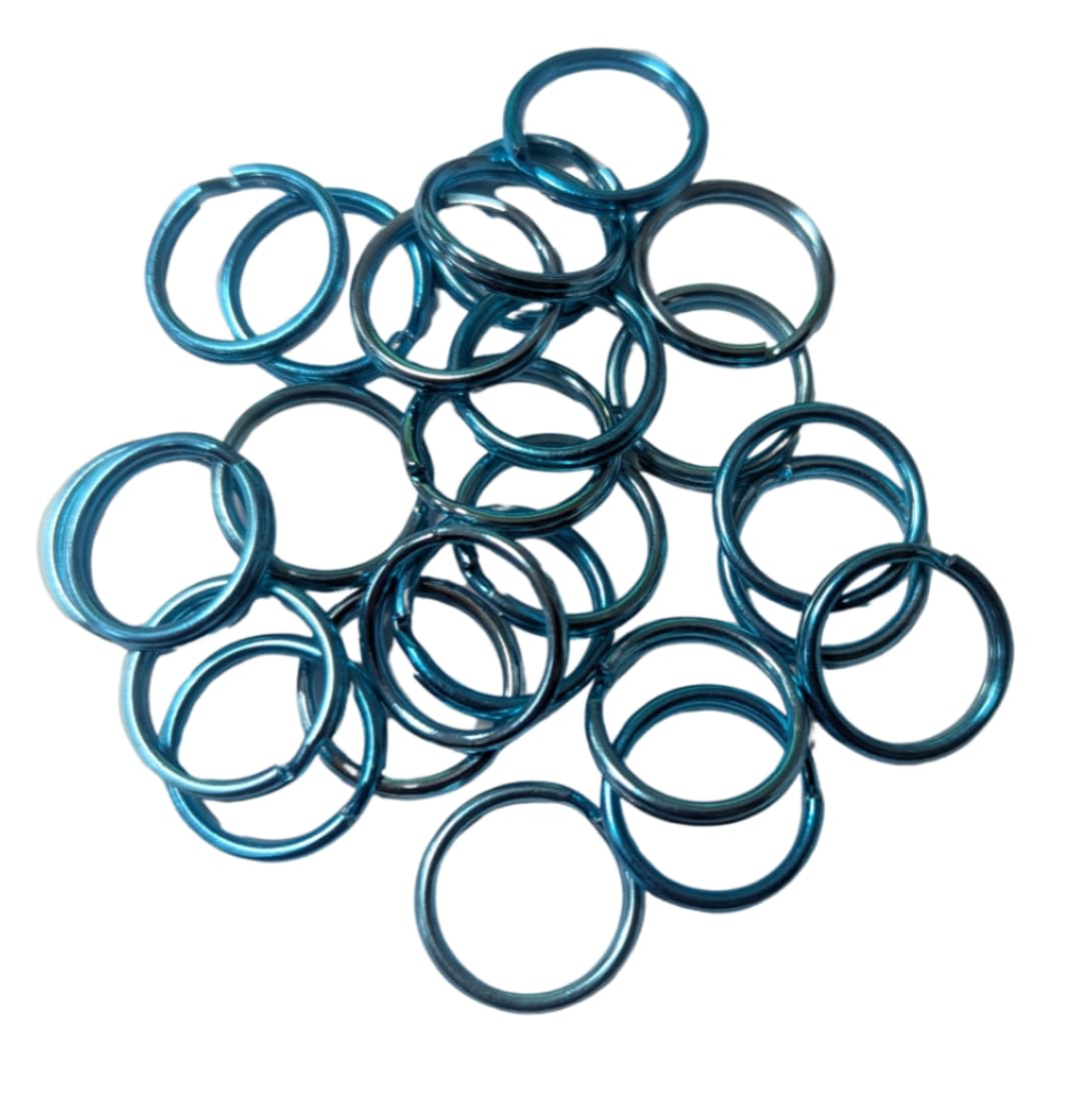 celloexpress 15mm Double Loop Split Ring for Keyrings and Craft Making (Round Blue, Pack of 100)