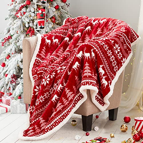 Touchat Red Sherpa Christmas Throw Blanket