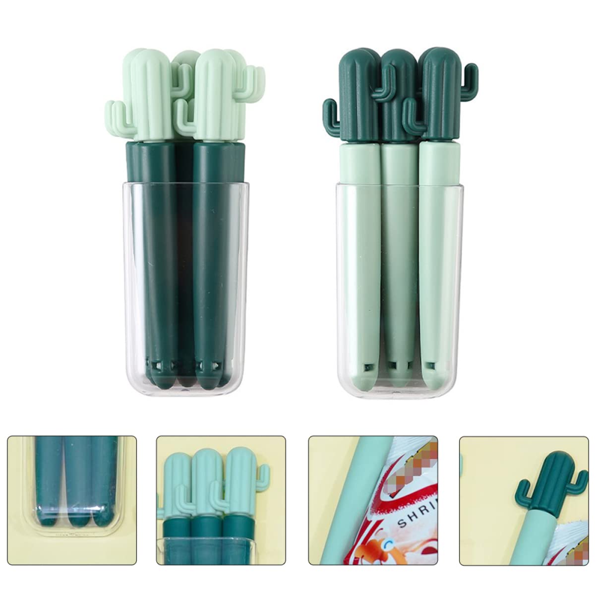 Wakauto 14Pcs Cactus Shape Snack Bag Sealing Clips Assorted Color Food Bag Clamps for Freshness Lightweight and Sealer for Snacks and Bags