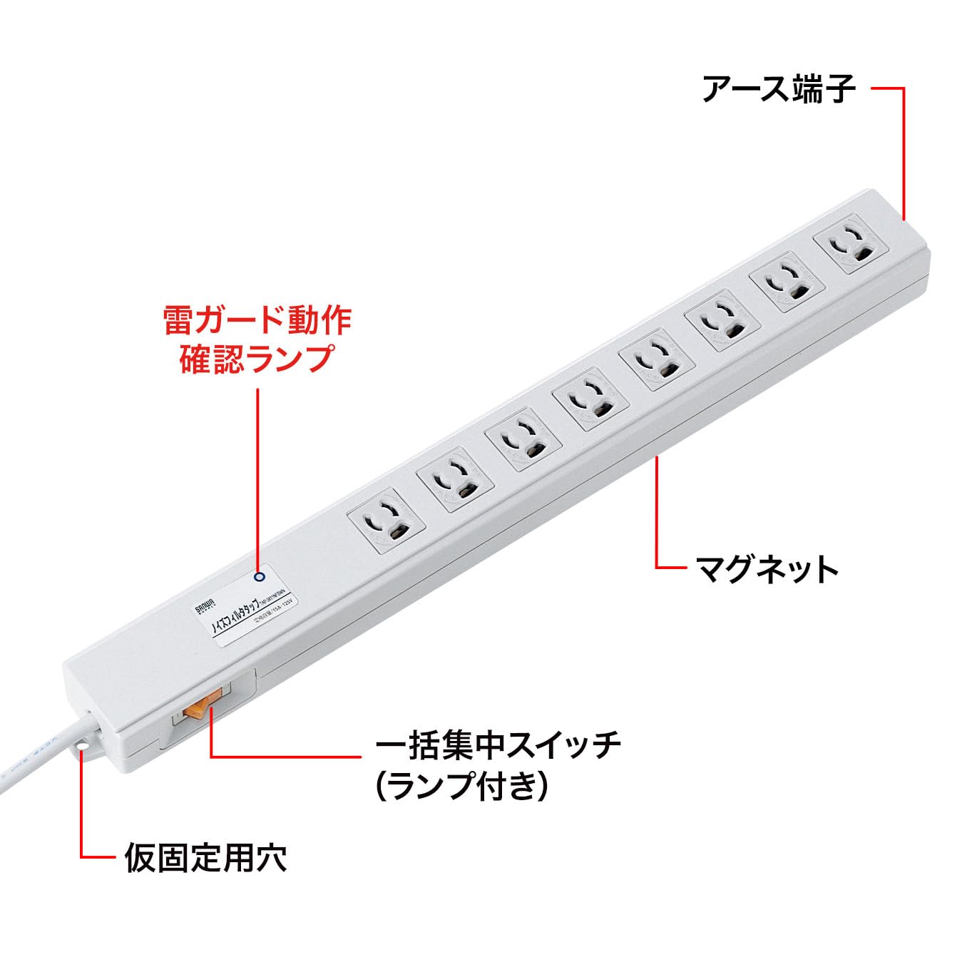 Amazon.co.jp: サンワサプライ ノイズフィルタタップ 3P 8個口 3P-2P