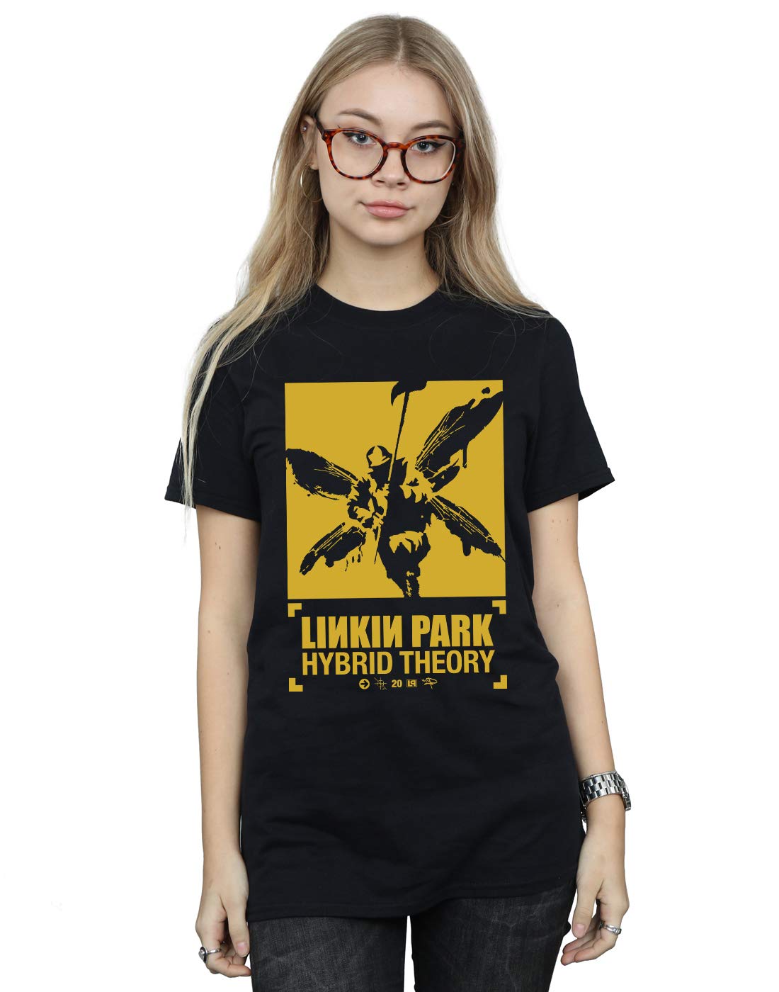 Absolute Cult Women's Black Linkin Park 20Th Anniversary Boyfriend Fit T-Shirt XX-Large