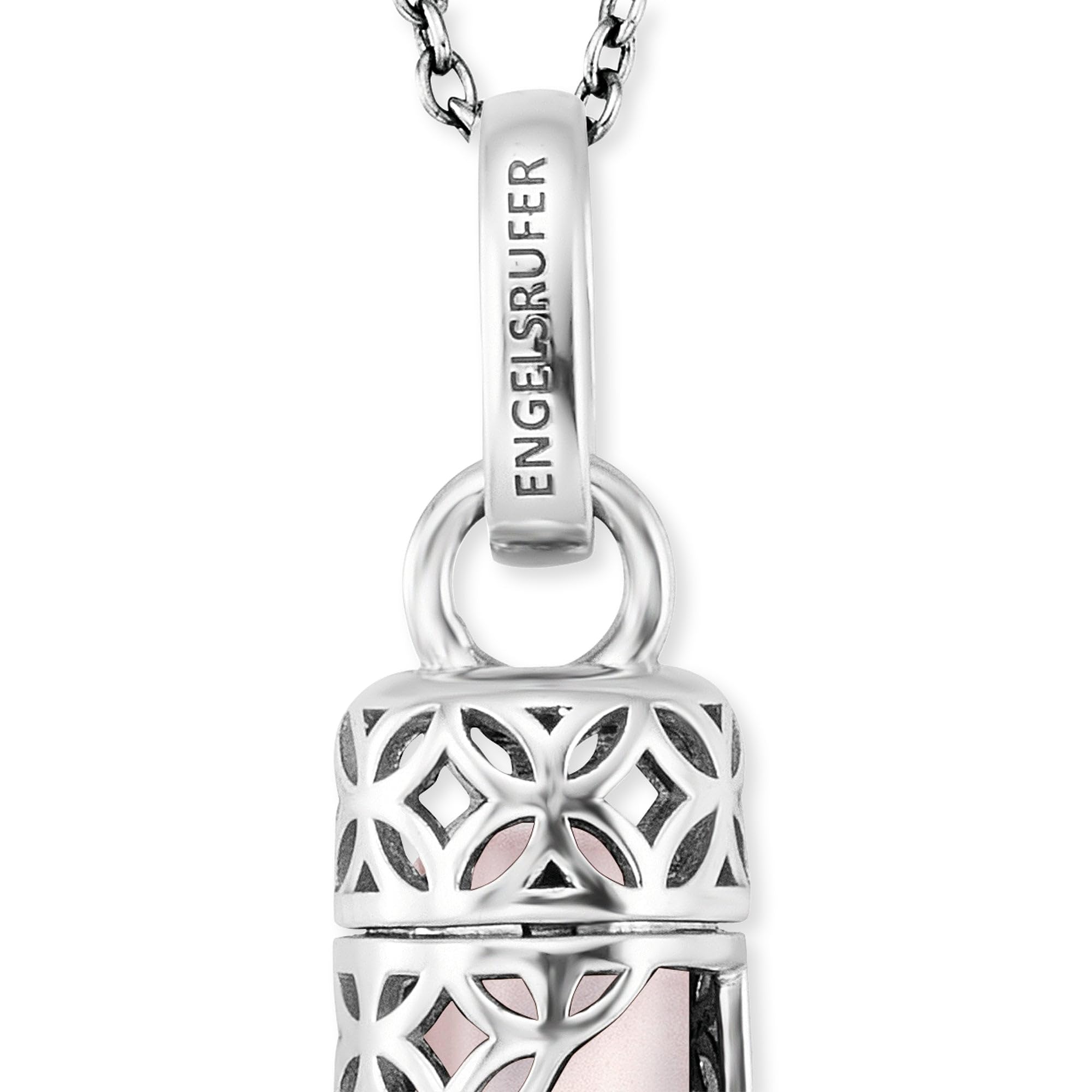 Engelsrufer Damen Halskette aus Sterling Silber mit austauschbarem Kraftstein Anhänger Rosenquarz Größe M - Karabinerverschluss - in drei Längen verstellbar - nickelfrei
