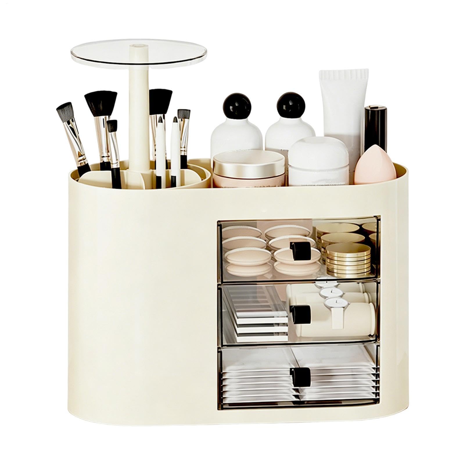Organizador Cosmético con 3 Cajones de Gran Capacidad | Organizador Maquillaje Para Encimera Baño Para Perfume Brocha Pintalabios Cuidado De La Piel Baño Dormitorio Escritorio
