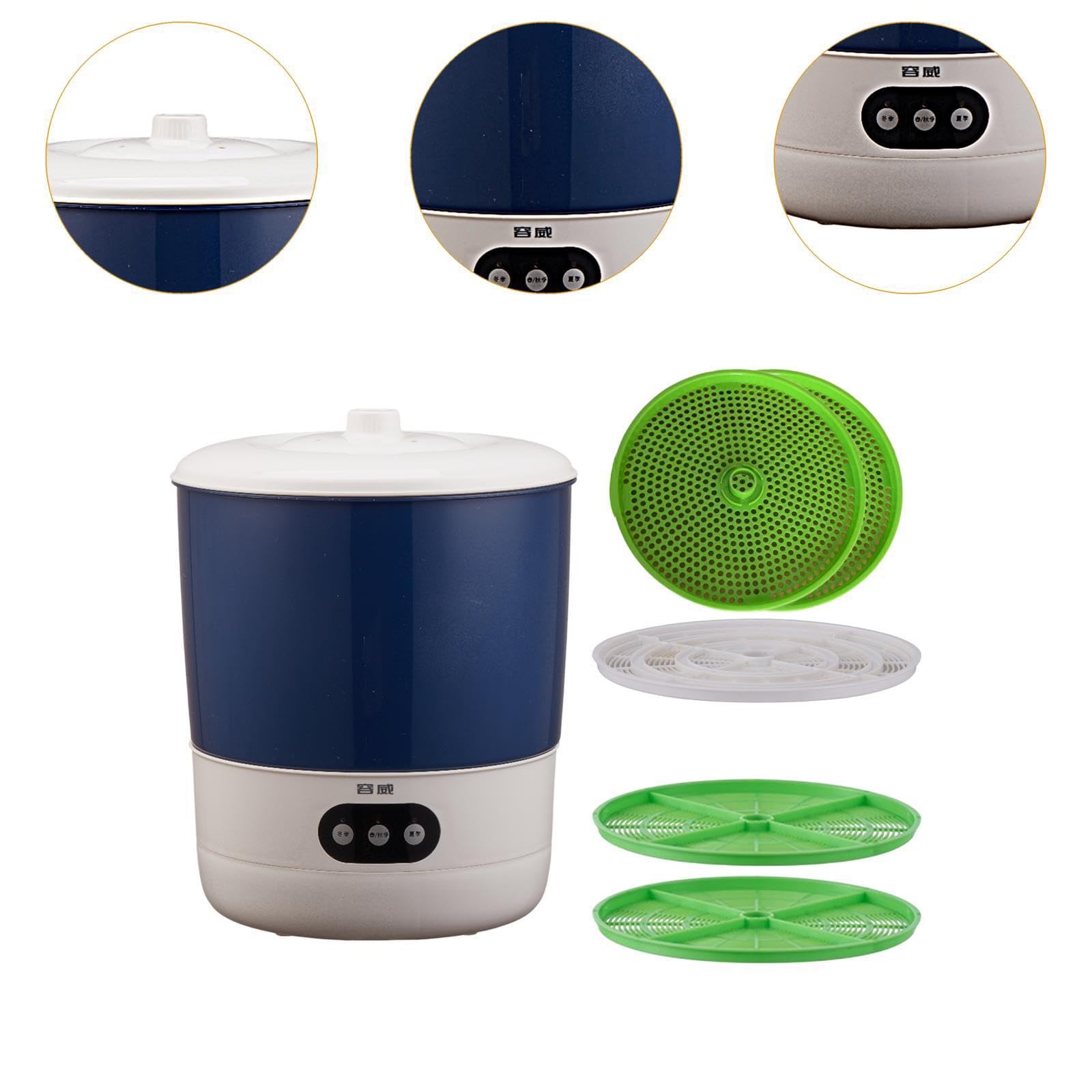 Máquina de Brotes de Frijol Doméstica con Inteligente de Germinación Automática Material Resistente Y Rociado Uniforme Adecuada para Cultivo F, 2 Placas de Maní Establecidas