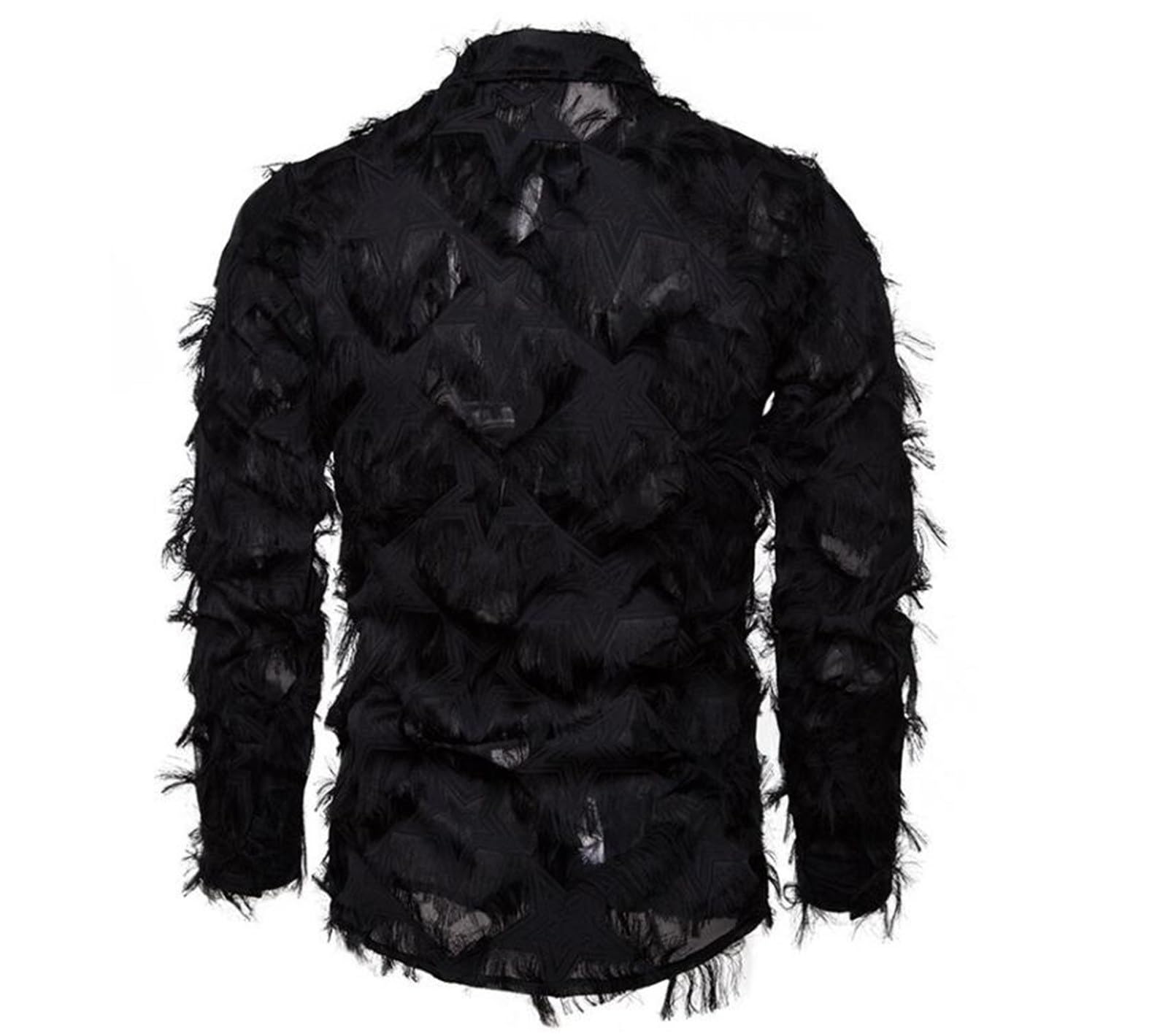 Camisas Manga Larga Hombre con Plumas 3D Modernas Ropa Escenario Primavera otoño Elegante