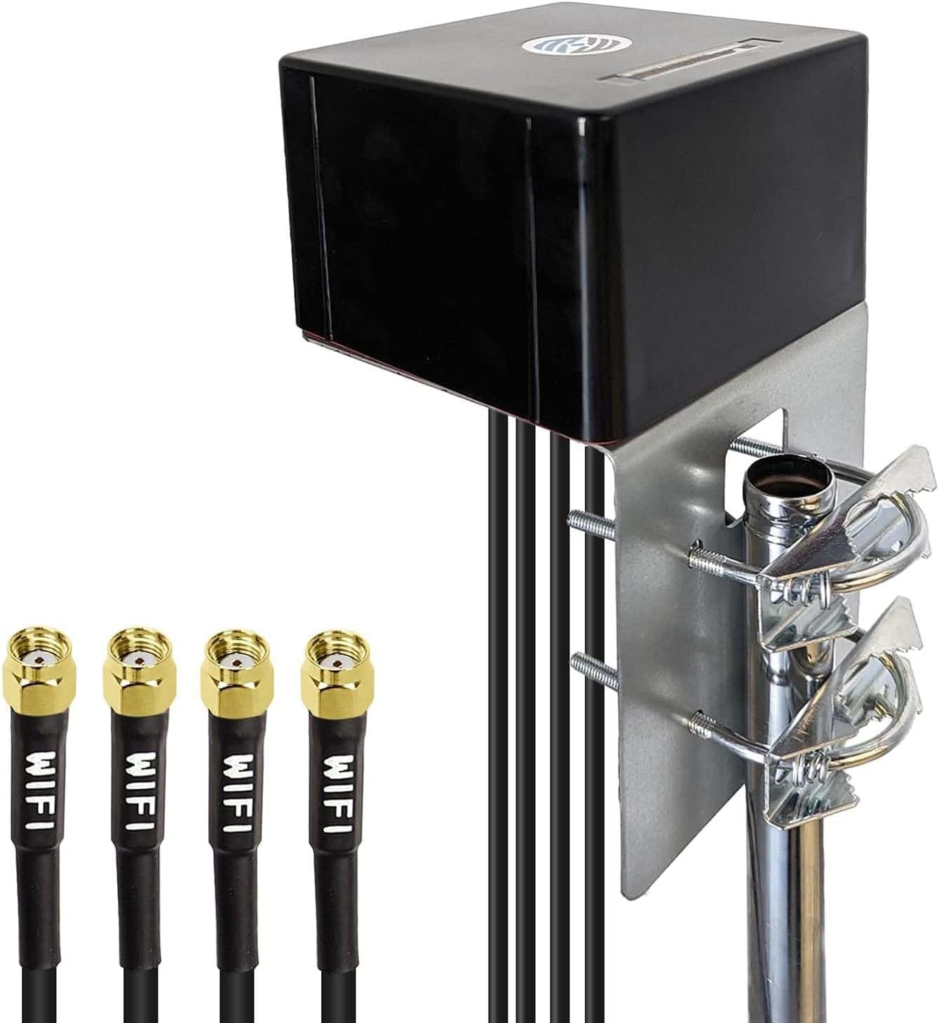 Maswell Antenne WiFi extérieure 4X4 MIMO 2,1-7,2 GHz, antenne extérieure Omni-WiFi 6E WiFi 7 Bluetooth IoT ZigBee WiMax, câble équivalent LMR195 de 4 x 2 m avec RP-SMA