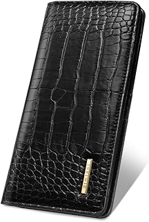 Simikol Wallet Women Bifold Faux Crocodile Leather Minimalist Slim Thin Long Wallets RFID Blocking Credit Cards Holder Purse with Back Zipper Coin Pocket for Women and Men,Black
