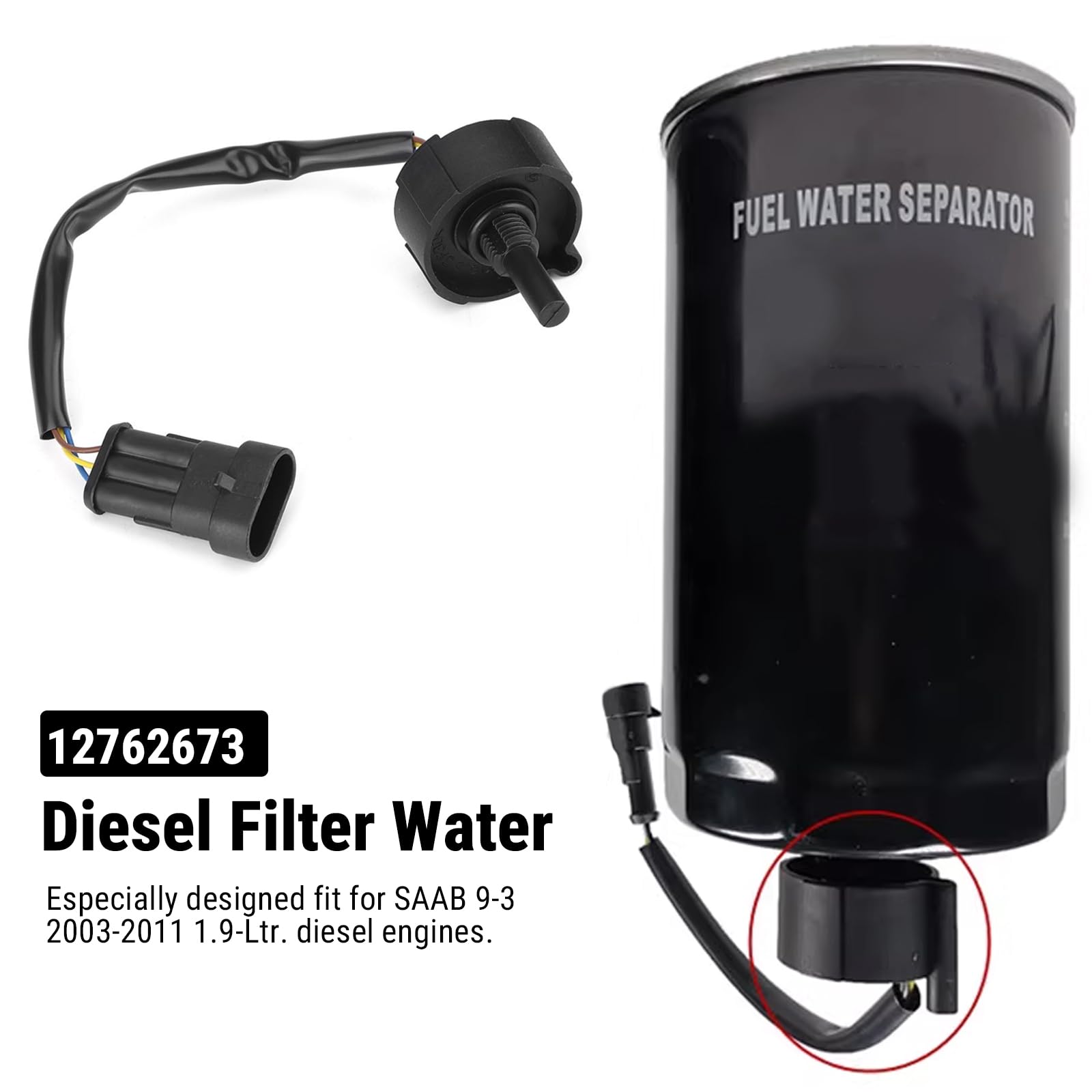 Capteur D'eau Du Filtre à Carburant Adapté Aux Moteurs Diesel SAAB 9-3