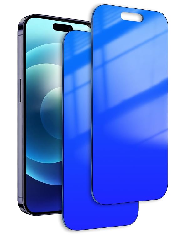 Westillux 2 Pack for iPhone 15 Pro Privacy Screen Protector Gradient Colorful for iPhone15 Pro Anti-Spy Tempered Glass Full Coverage Anti Bluelight Easy Installation Frame (6.1 inch Blue) by Westillux - Used condition - US$7.69