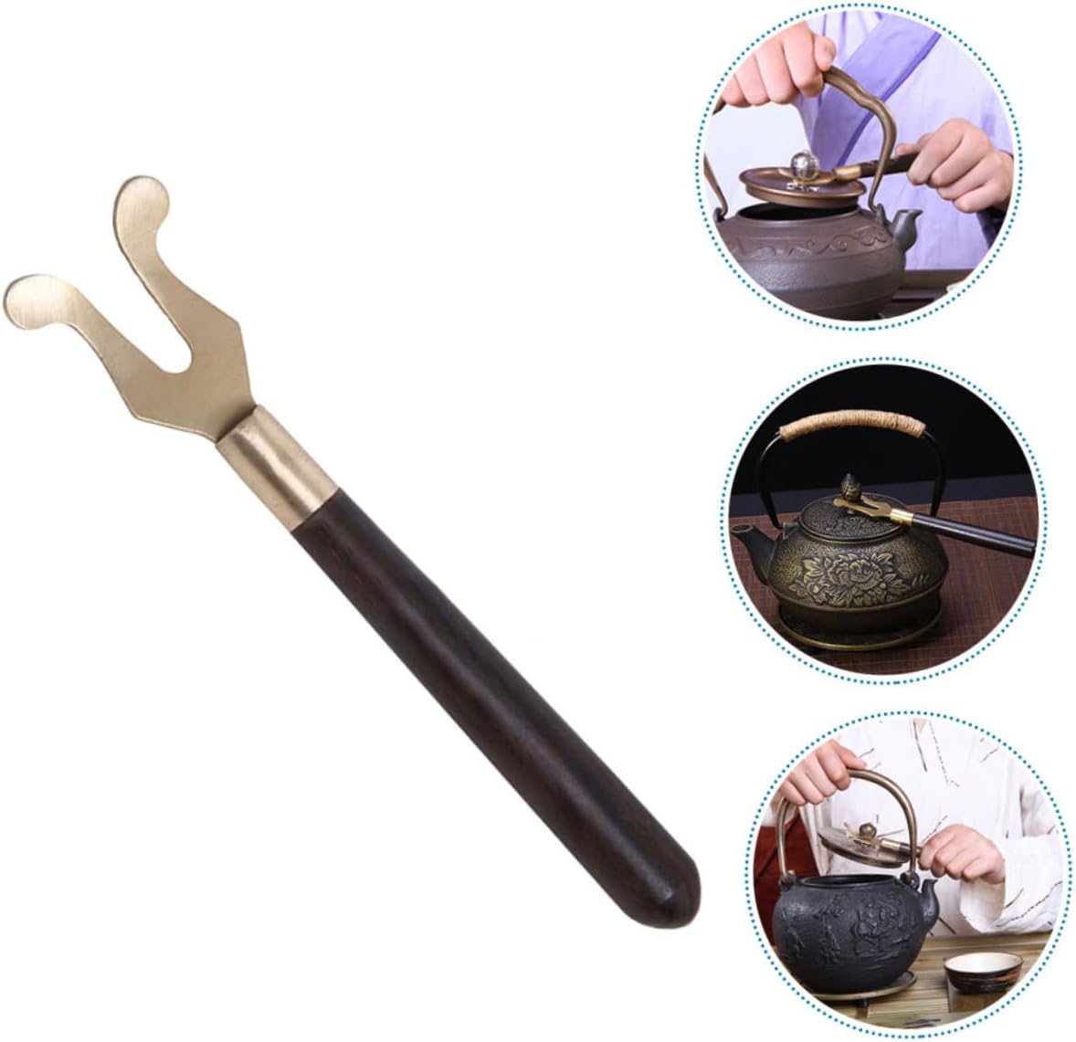 Tea Cup Clamp Fork Iron and Wood Tea Set Accessory