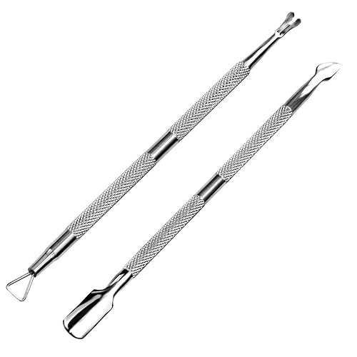 Empujador y cortador profesional de cutículas, recortador de cutículas y removedor de cutículas, juego de herramientas de manicura de 2 piezas para