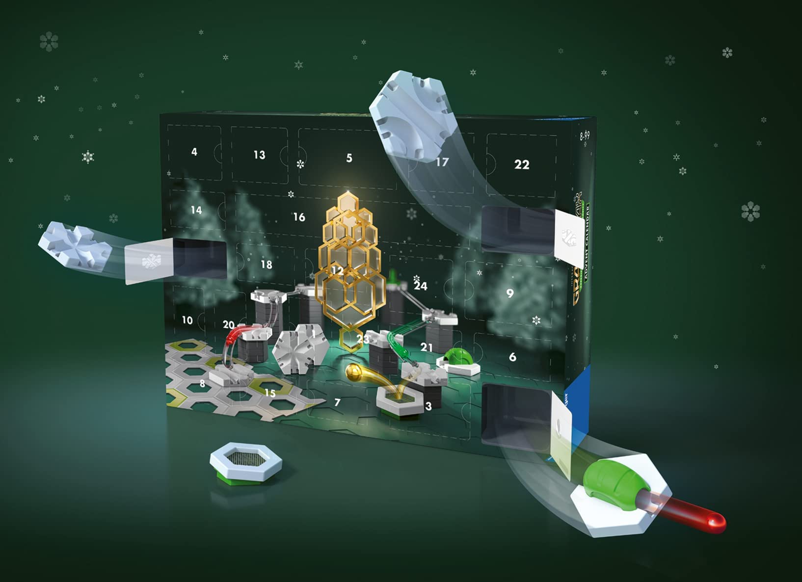 Ravensburger - Calendrier de l'avent GraviTrax -27273-24 Cases Surprises Avant Noël - 62 pièces de Construction - Jeu de Construction - Circuits de Billes - Enfants 8 Ans et Plus -Version française